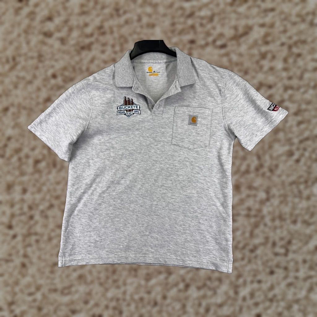 Carhartt VINTAGE Carhartt Polo Shirt Mens M Gray Short Sleeve Pocket Polyester Blend Welder Size US M / EU 48-50 / 2 - 1 Thumbnail