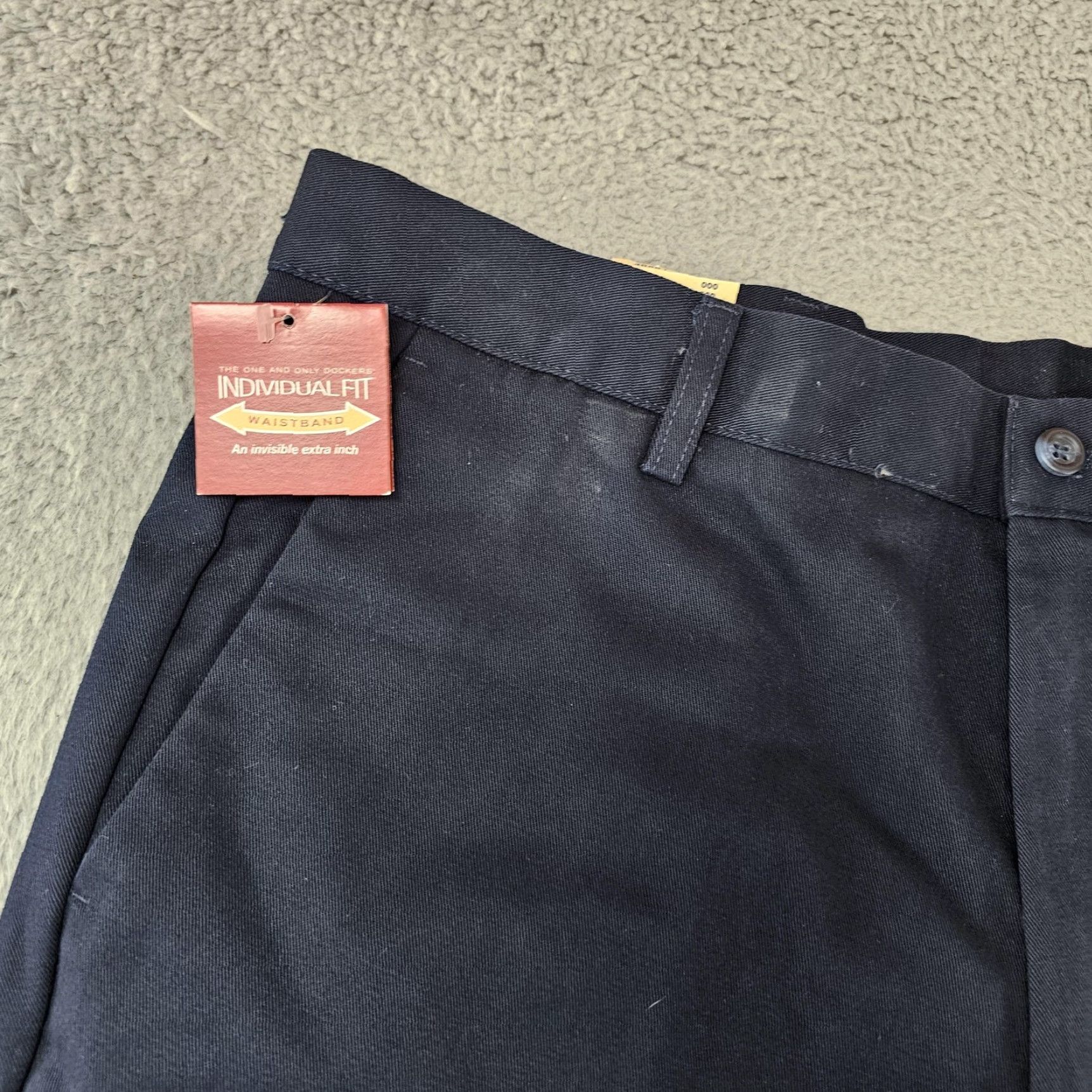 Dockers VINTAGE Dockers Pants Mens 36x32 Navy Blue Original Khaki Flat Front Classic Fit Cotton Navy Blue Mens Pants Size US 36 / EU 52 - 5 Thumbnail