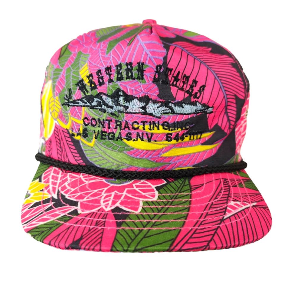 Pinko **Vintage Western States Contracting 80s Floral Pink Snapback Hat Mens One Size** User: Vintage 80s Floral Pink Snapback Hat Mens One Size Size ONE SIZE - 2 Thumbnail