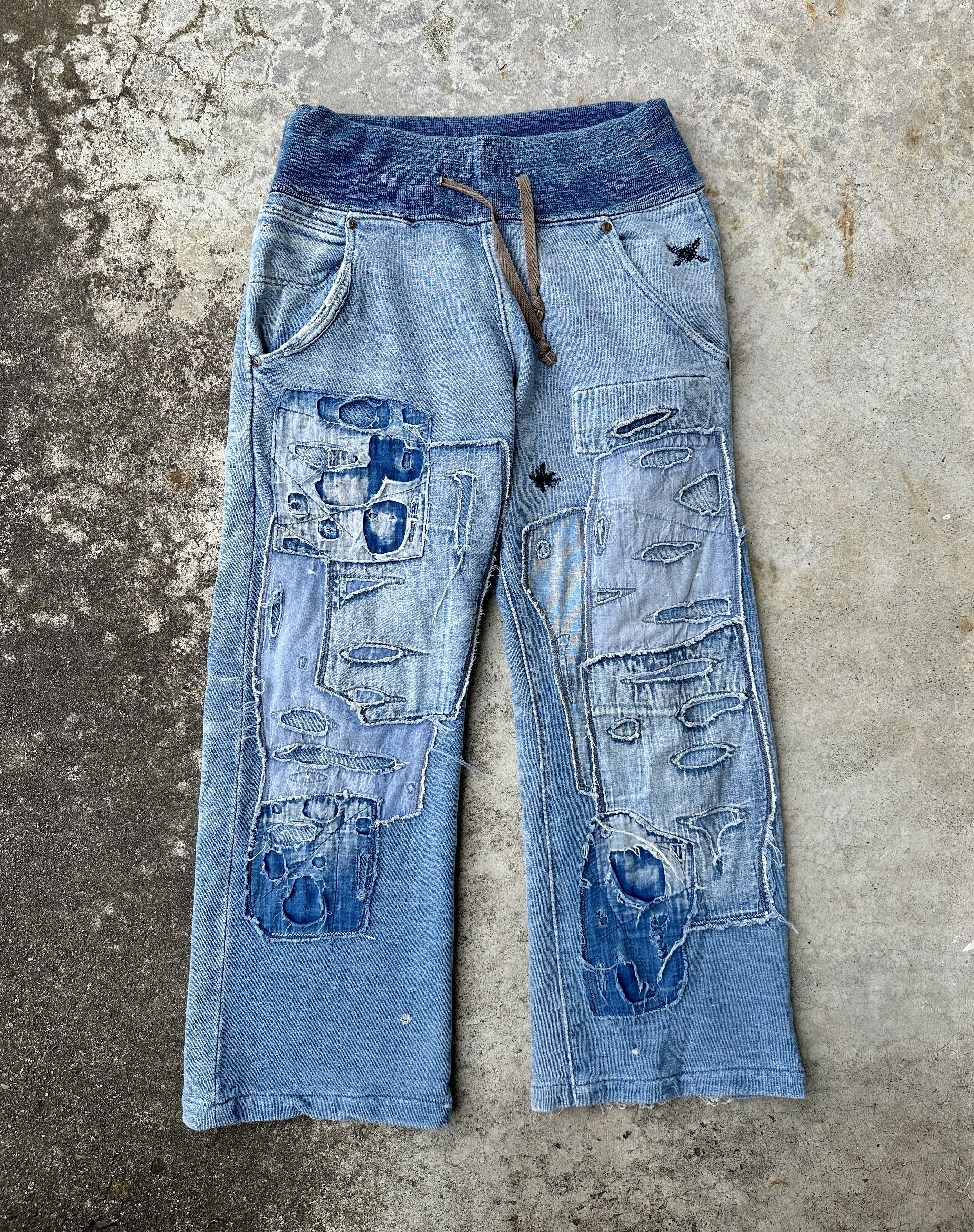 Kapital Kountry 2009 Buckleback denim Old man and the sea Boro Sweatpants Size US 33 - 1 Thumbnail