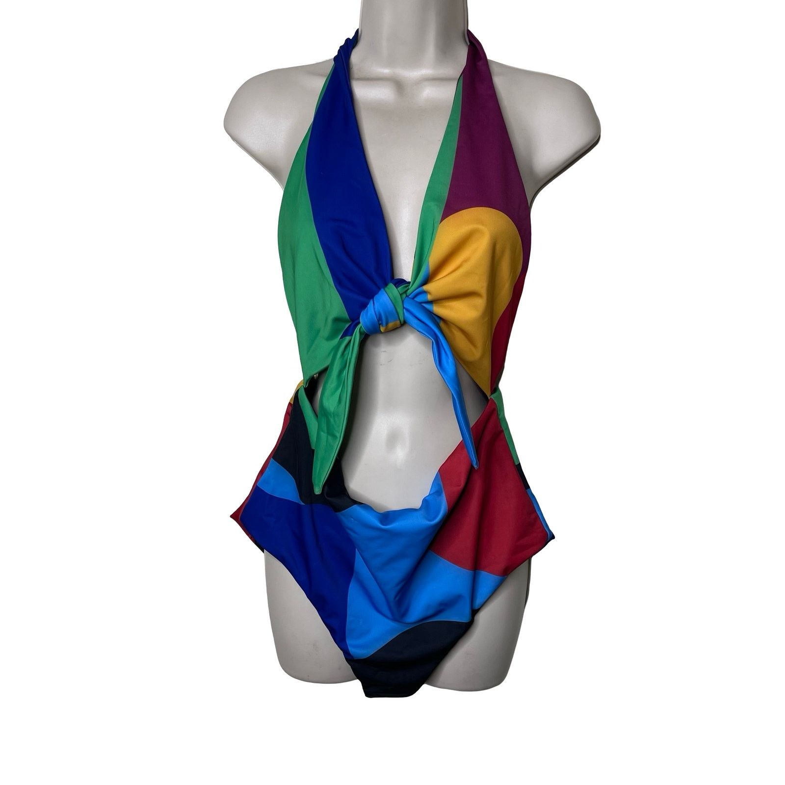 Mara Hoffman NWT MARA HOFFMAN Wisteria Maddy Cutout Halter One-Piece sz L Size L / US 10 / IT 46 - 2 Thumbnail
