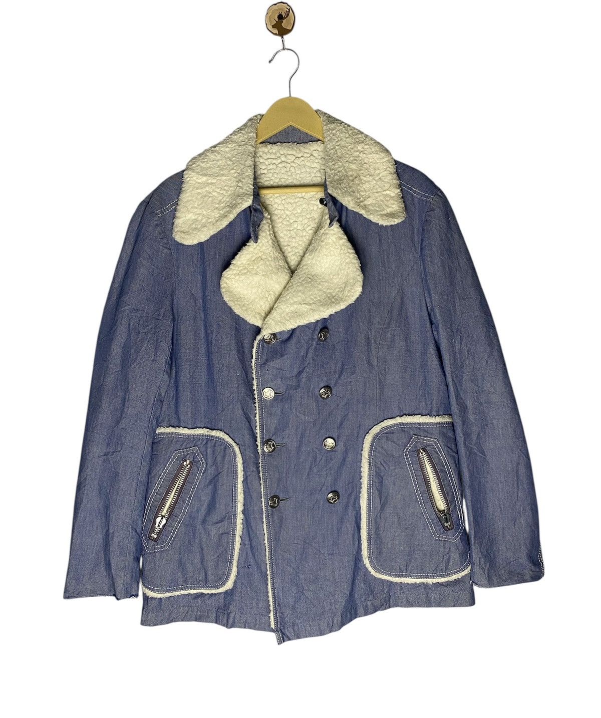 Vintage 70s Sherpa Lined Denim Ranch Coat