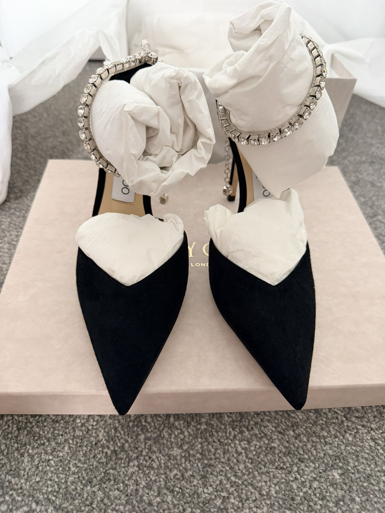 Jimmy Choo JIMMY CHOO Saeda 100 Black Suede New & Authentic Size US 8.5 / IT 38.5 - 2 Thumbnail