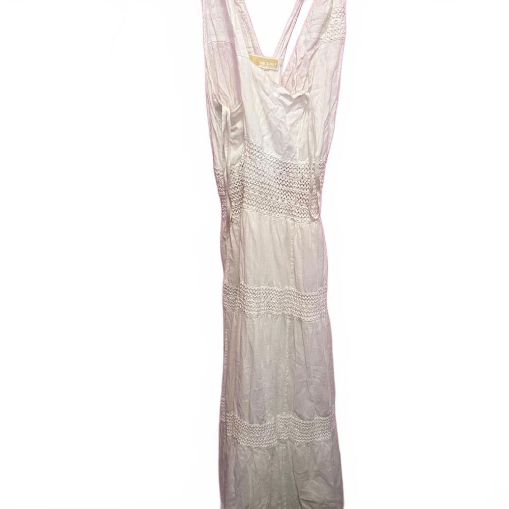 Michael Kors Elegant White Maxi Dress with Lace Detail Size S / US 4 / IT 40 - 2 Thumbnail