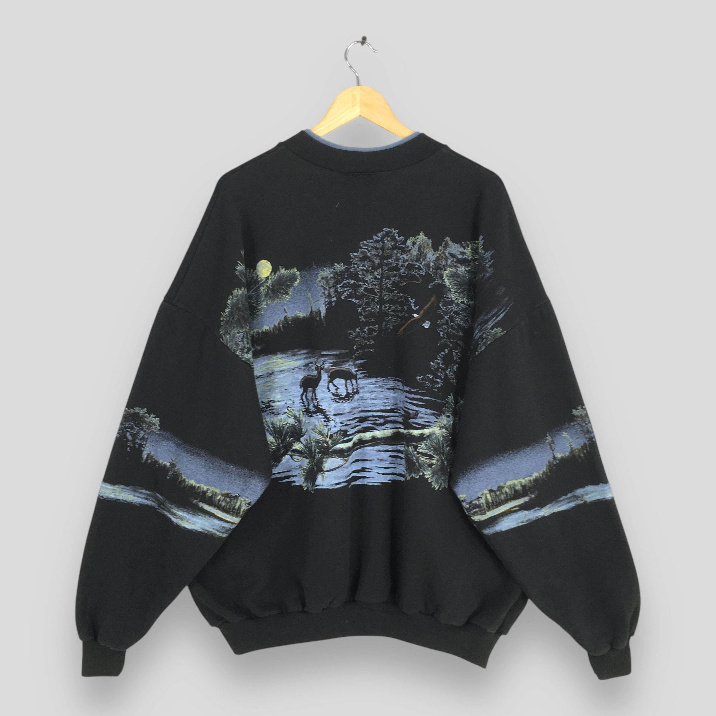 Habitat Vintage Eagles Bald Black Henley Sweatshirt 3XLarge Size US XXL / EU 58 / 5 - 8 Thumbnail