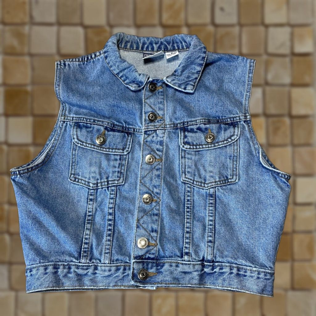 Denime VINTAGE NUOVO COUNTY SEAT Denim Vest Womens Medium Blue Biker Moto Casual 90s Size 32" / US 10 / IT 46 - 1 Thumbnail