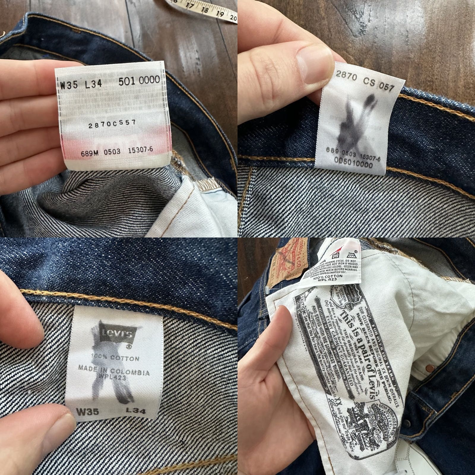 Levi's VINTAGE Levi's 501 XX Jeans (Button Fly) Denim Dark Wash 35x34 90s Denim Men Jeans Straight 35x34 90s Levi's 501 Series Mens Size US 35 - 8 Thumbnail