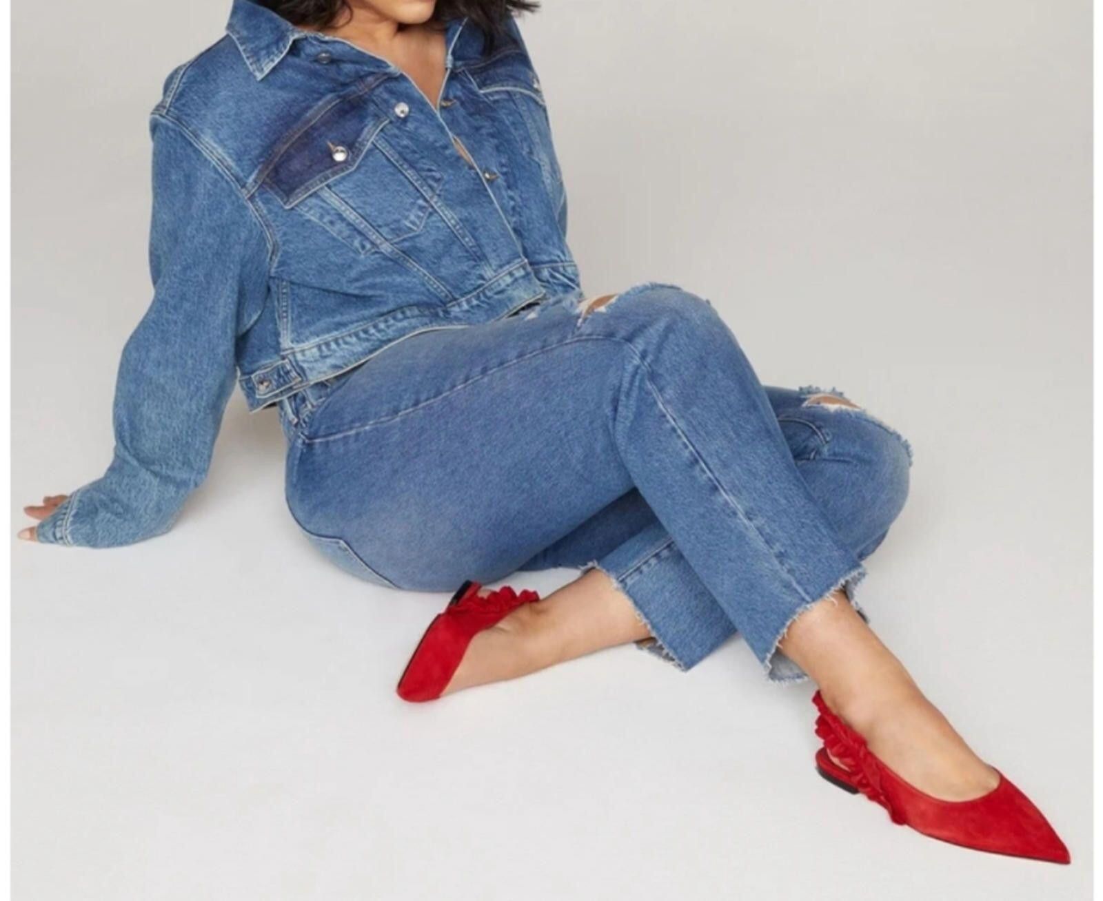 Other Good American Size 9 Red Ruffle Slingback Flats Size US 9 / IT 39 - 2 Thumbnail