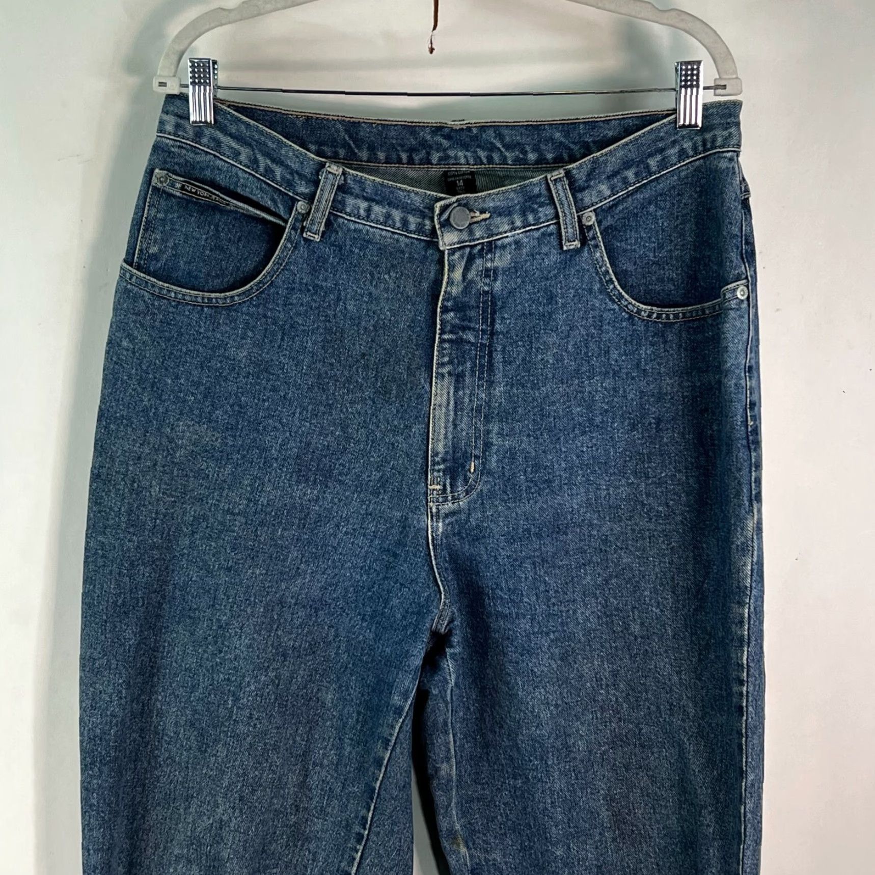 Vintage VINTAGE NY Jeans Straight Leg Denim Jeans Womens Size 14 High Rise Stretch Blue 36x34 Size 36" / US 14 / IT 50 - 2 Thumbnail