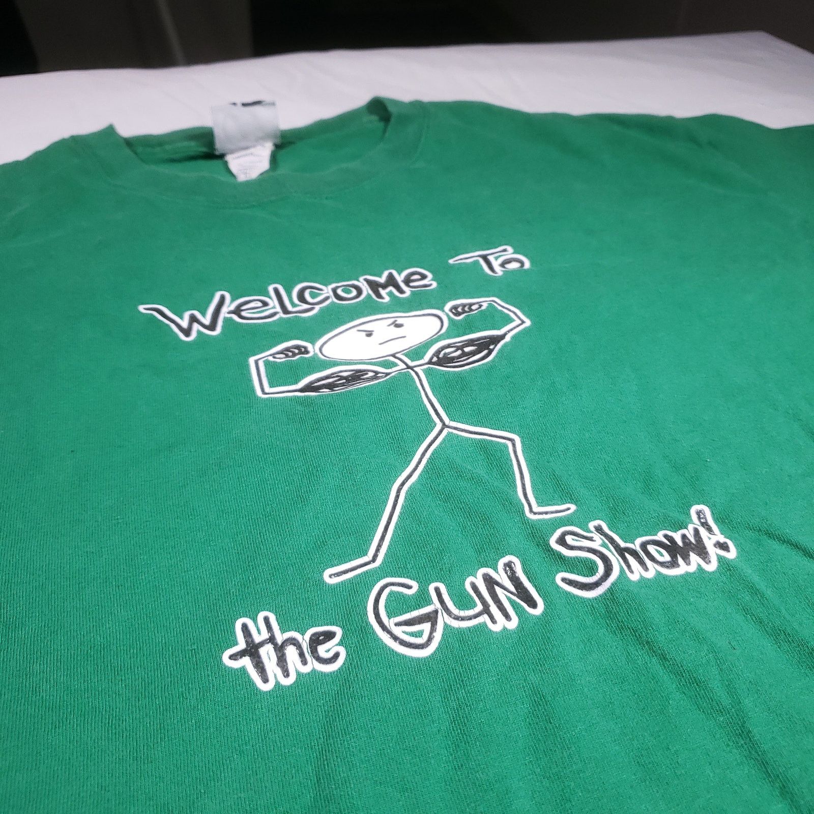 Vintage Rare 2000s Funny Stick Figure Welcome To The Gun Show TShirt Size US L / EU 52-54 / 3 - 4 Thumbnail