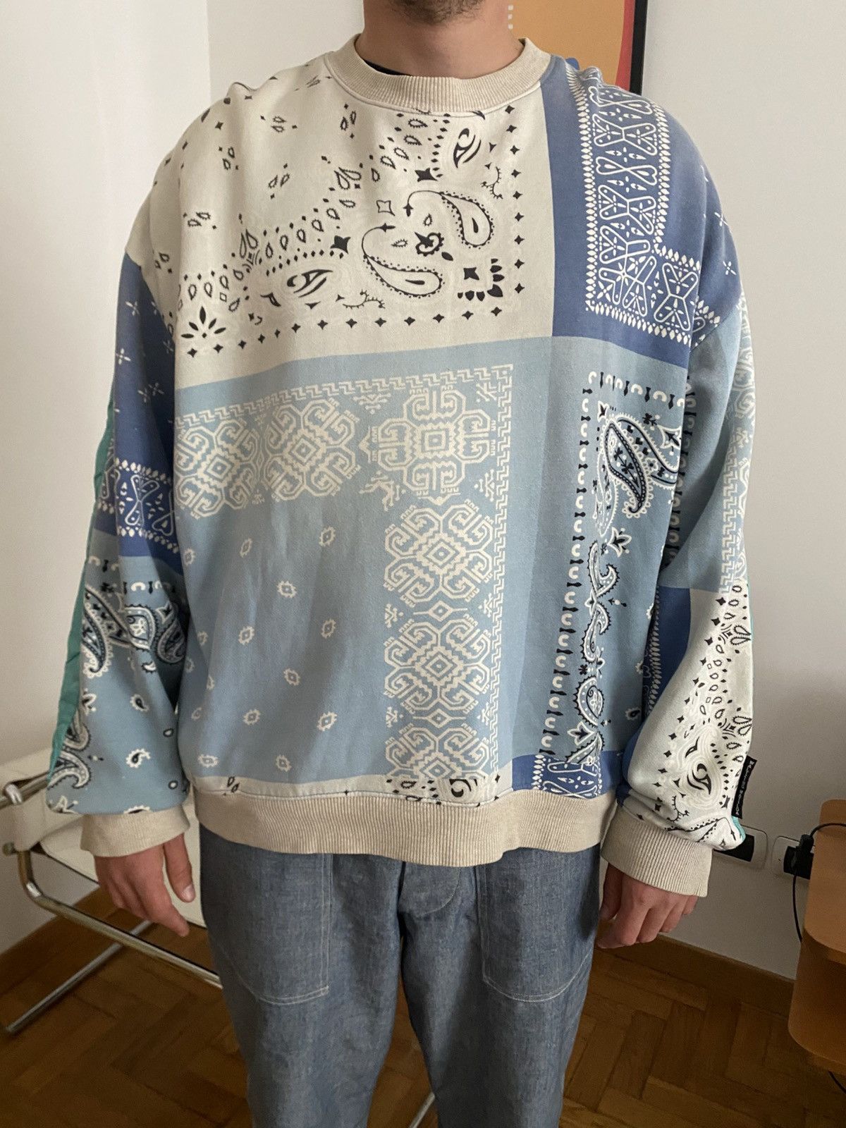 Kapital × Kapital Kountry Knit Bandana Bivouac Big Crewneck Blu Size US L / EU 52-54 / 3 - 10 Thumbnail