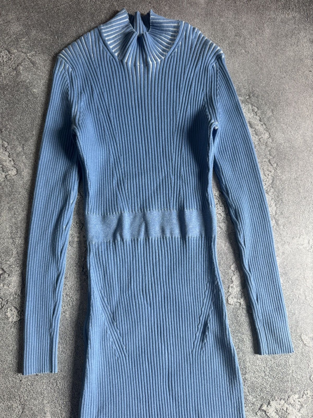Hugo Boss ribbed knitwear long sleeve maxi midi dress  blue