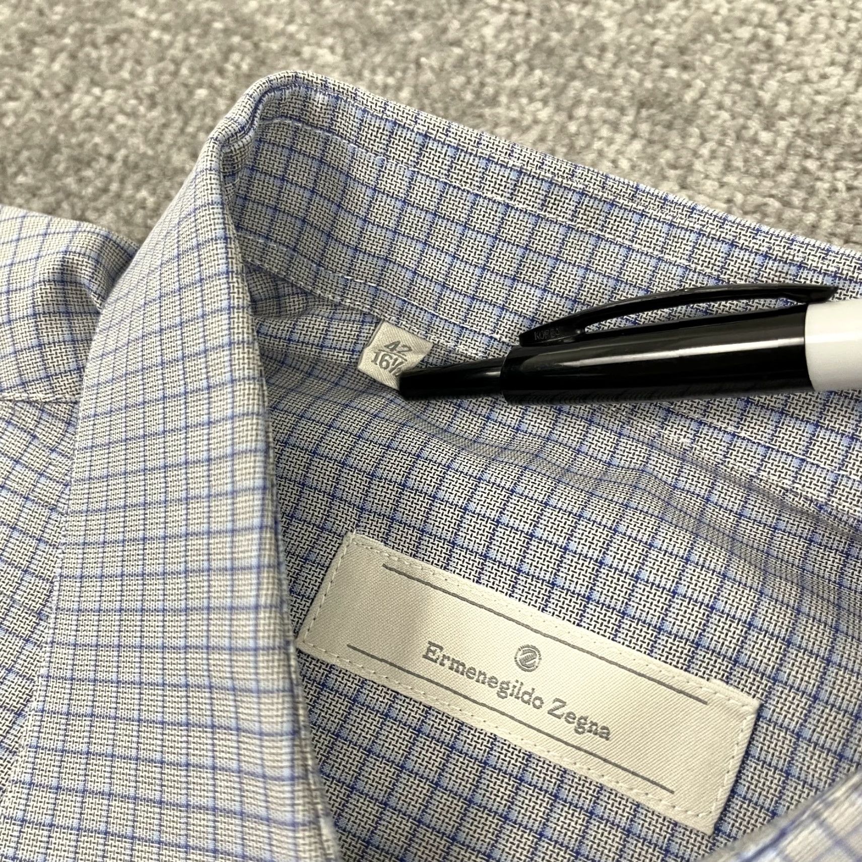 Ermenegildo Zegna Ermenegildo Zegna Shirt Mens Sz 42 - 16.5 Gray Blue Office Work Size 42R - 3 Thumbnail