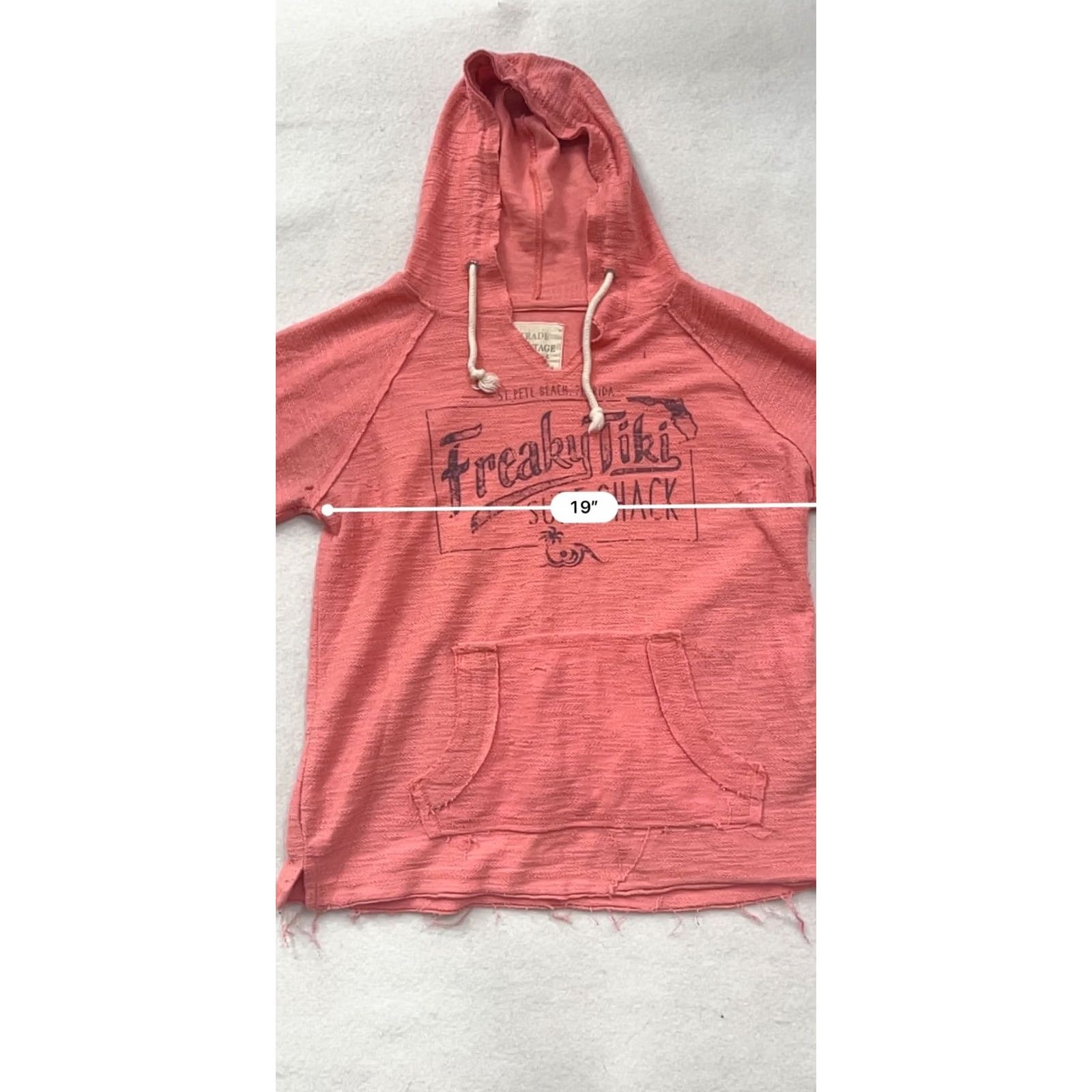 Vintage Freaky Tiki Surf Shack Hooded Pullover Sweatshirt Womens L Pink - Hoodie, Pullover, Cotton Polyester, Activewear - Trade Heritage Size L / US 10 / IT 46 - 8 Thumbnail