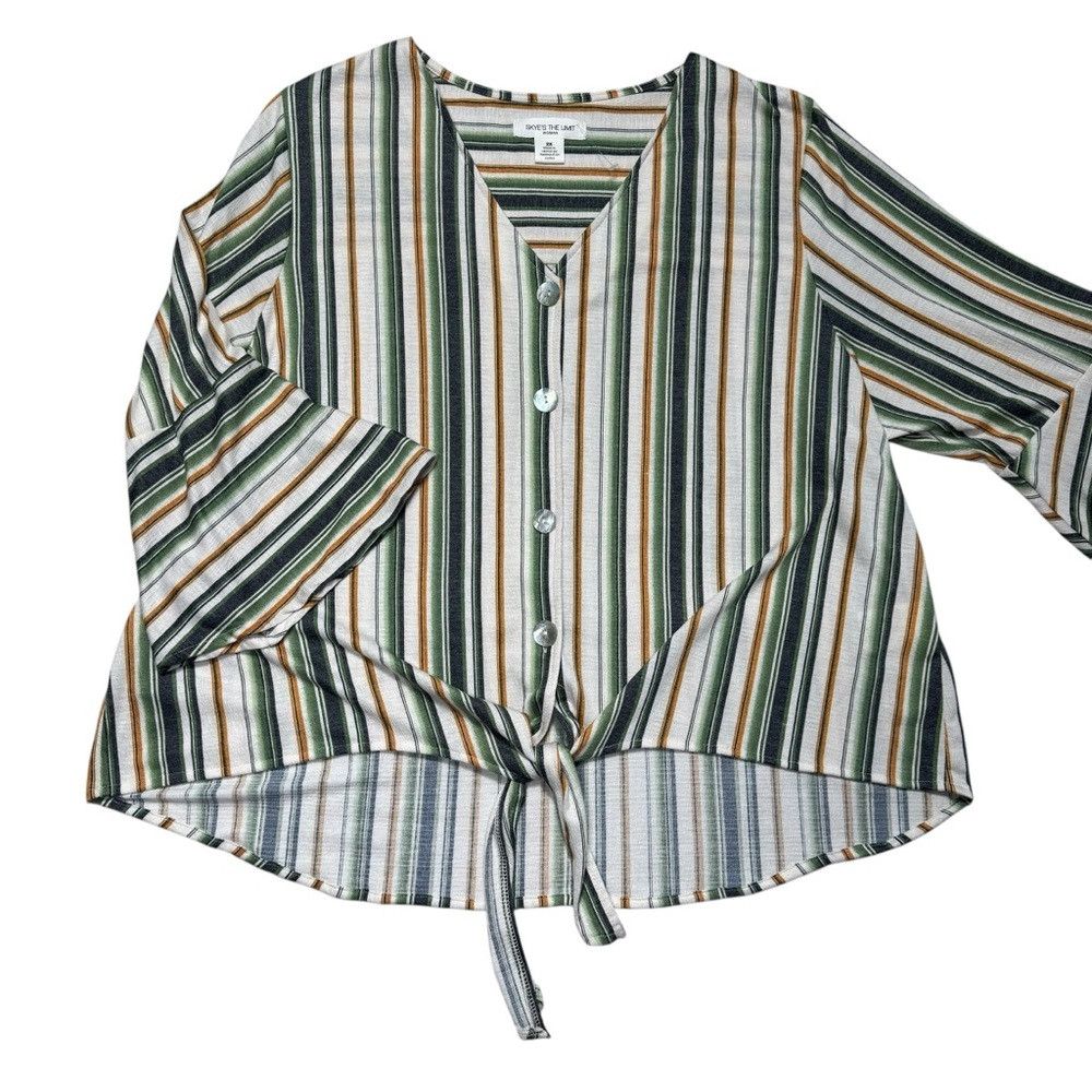 Other New Skye's The Limit Striped Tie Front Top Size 2X Size XXL / US 16-18 / IT 52-54 - 5 Thumbnail