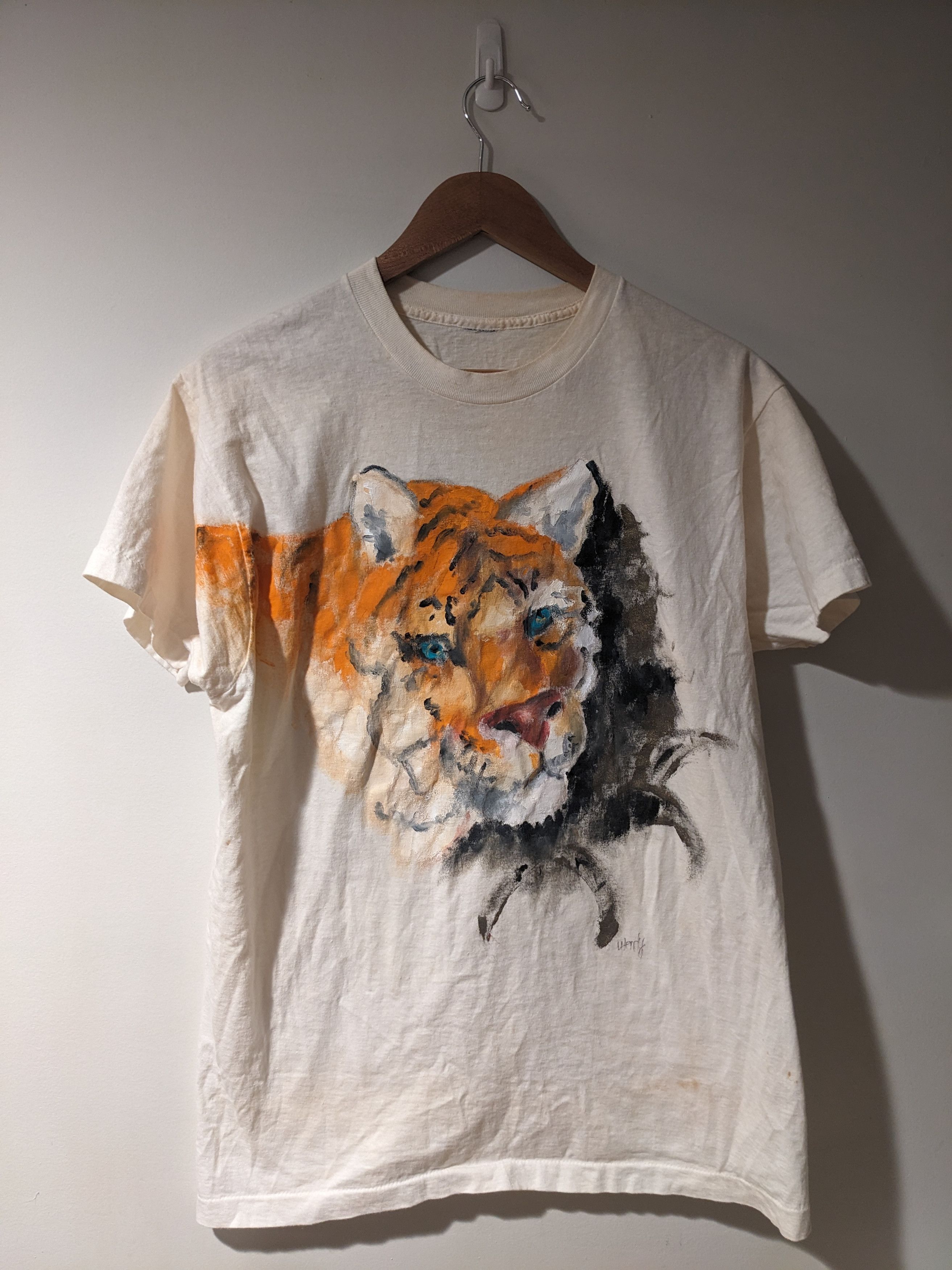 Vintage Vintage 80s Tiger Animal Nature Custom Painted Water T-Shirt Size US M / EU 48-50 / 2 - 1 Thumbnail