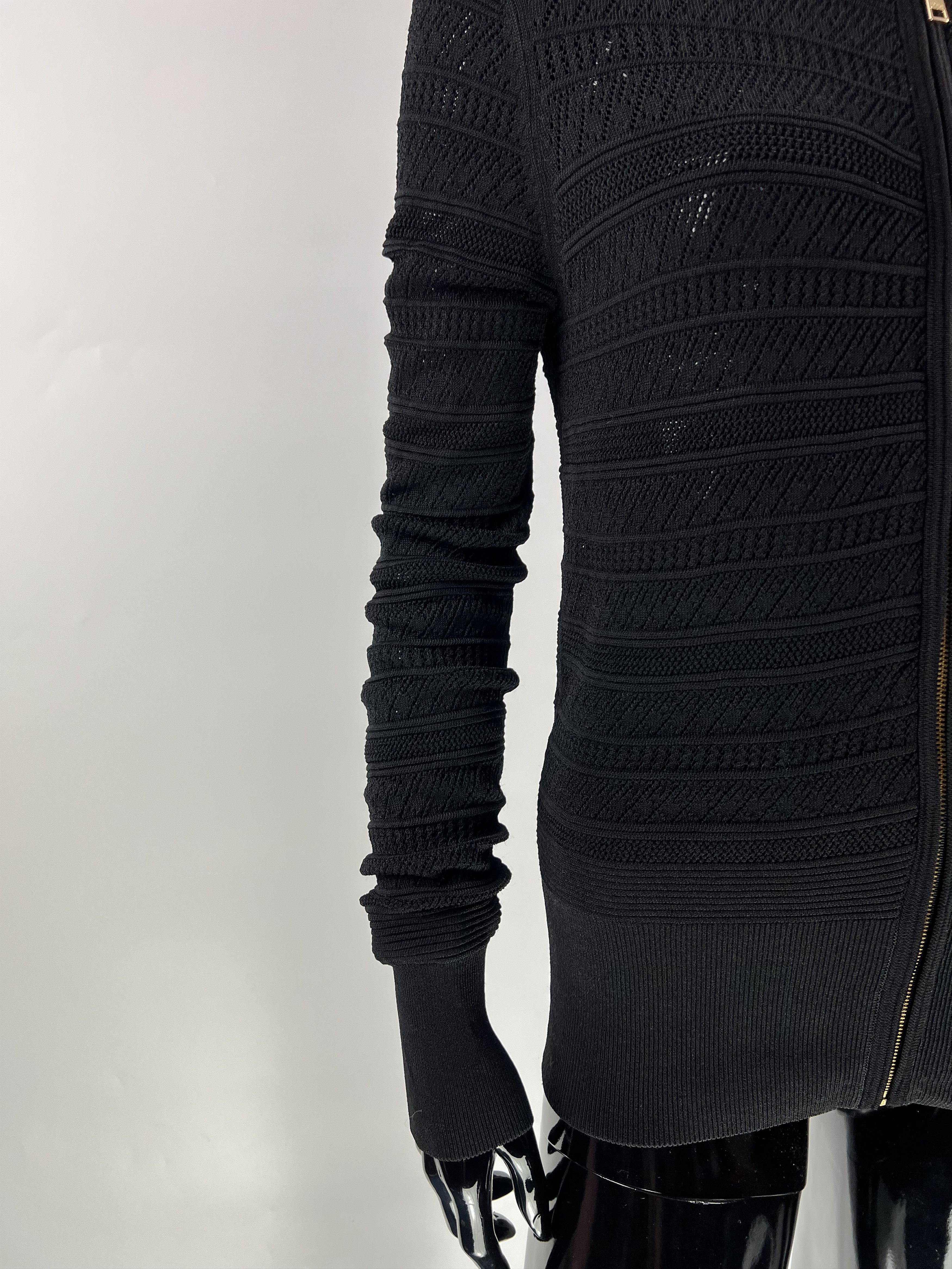 Escada × Escada Sport Escada Sport Black Knitted Mesh Full Zip Sweater Size XS Size XS / US 0-2 / IT 36-38 - 7 Thumbnail