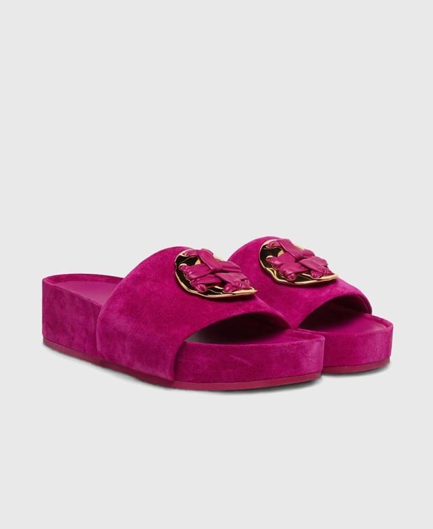 Woven Double T Slide Heeled sandals