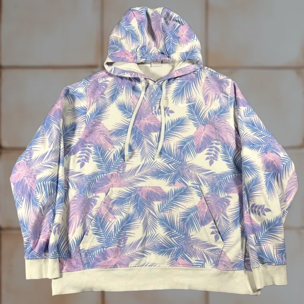 Nike Nike Hoodie Mens XL White Tropical Palm Leaf Print Pullover Sweatshirt Colorful Size US XL / EU 56 / 4 - 1 Thumbnail