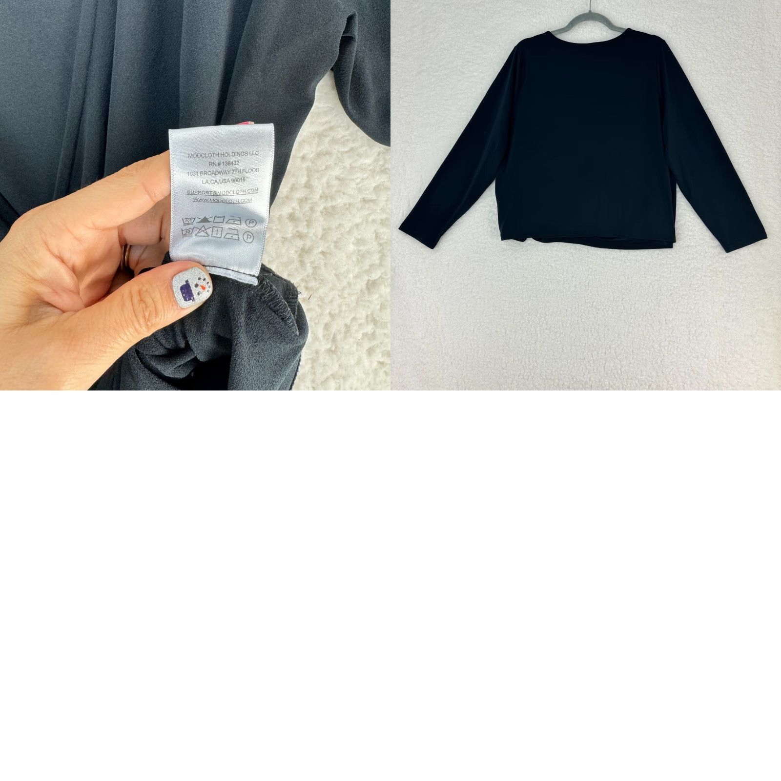 Vintage ModCloth Black Long Sleeve Surplice Neck Stretch Shirt 2X Womens Blouse Casual/Fashion Size XXL / US 16-18 / IT 52-54 - 8 Thumbnail