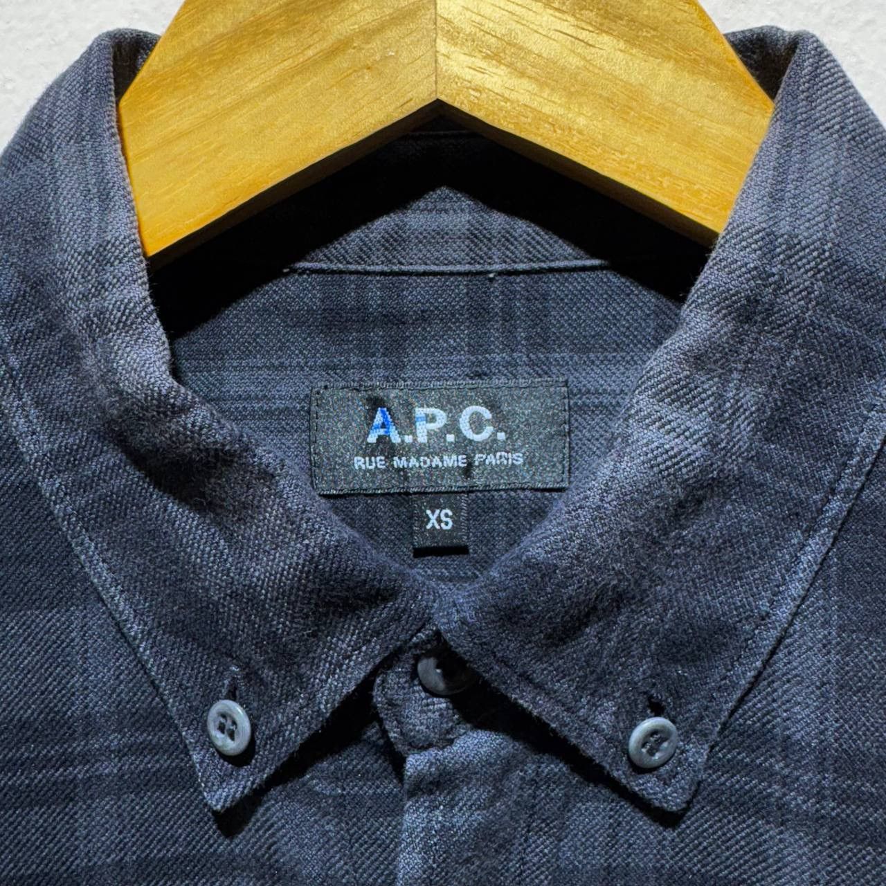 A.P.C. APC Plaid Black Grey Flannel Button Up Shirt Size US XS / EU 42 / 0 - 9 Thumbnail