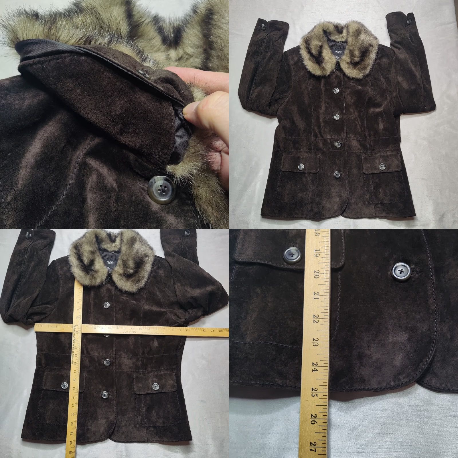 Alfani ALFANI Women Petites Large Brown Removable Fur Collar Leather Jacket EUC Jacket Womens Petites Brown Removable Fur Collar Leather Jacket ALFANI Size L / US 10 / IT 46 - 8 Thumbnail
