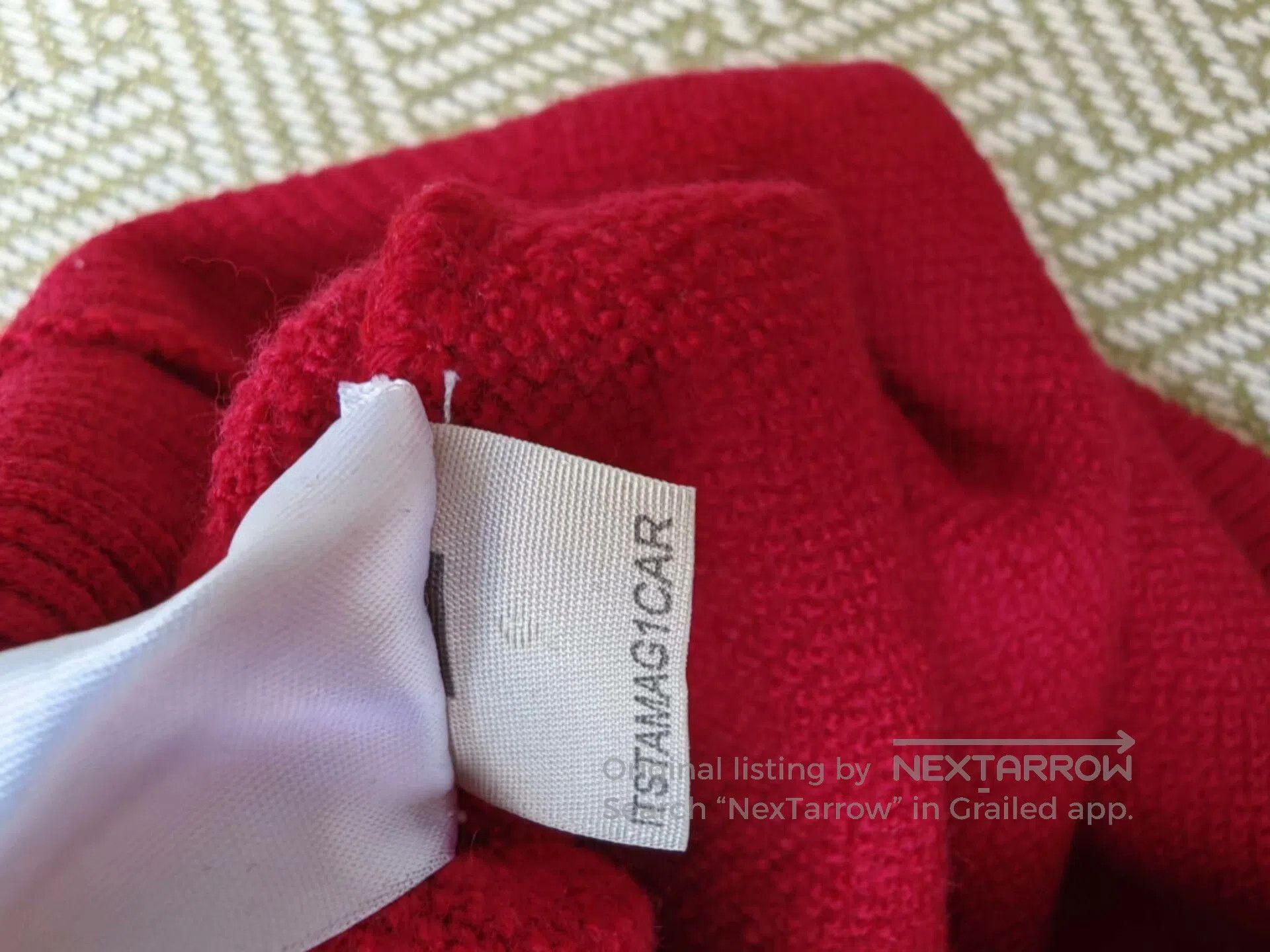 Burberry Red Military Style Wool Sweater.