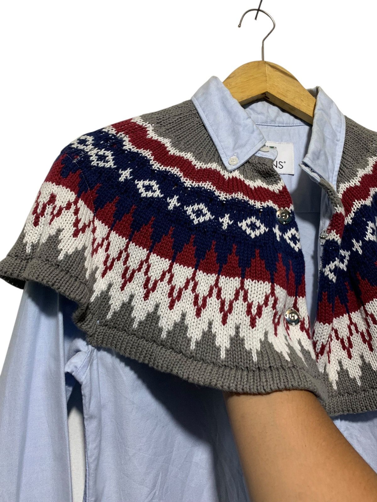 14th Addiction HBNS Japan hybrid knit cape on button down shirt Size US M / EU 48-50 / 2 - 5 Thumbnail