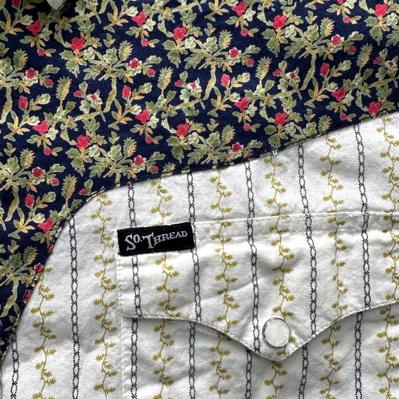 Vintage Southern Thread Shirt Mens M Western Pearl Snap Button Floral Long Sleeve Size US M / EU 48-50 / 2 - 3 Thumbnail