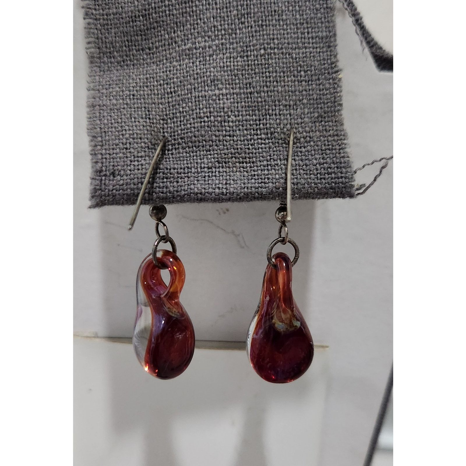 Other Red Blue Glass Teardrop Fish Hook Dangle Earrings Size ONE SIZE - 2 Thumbnail