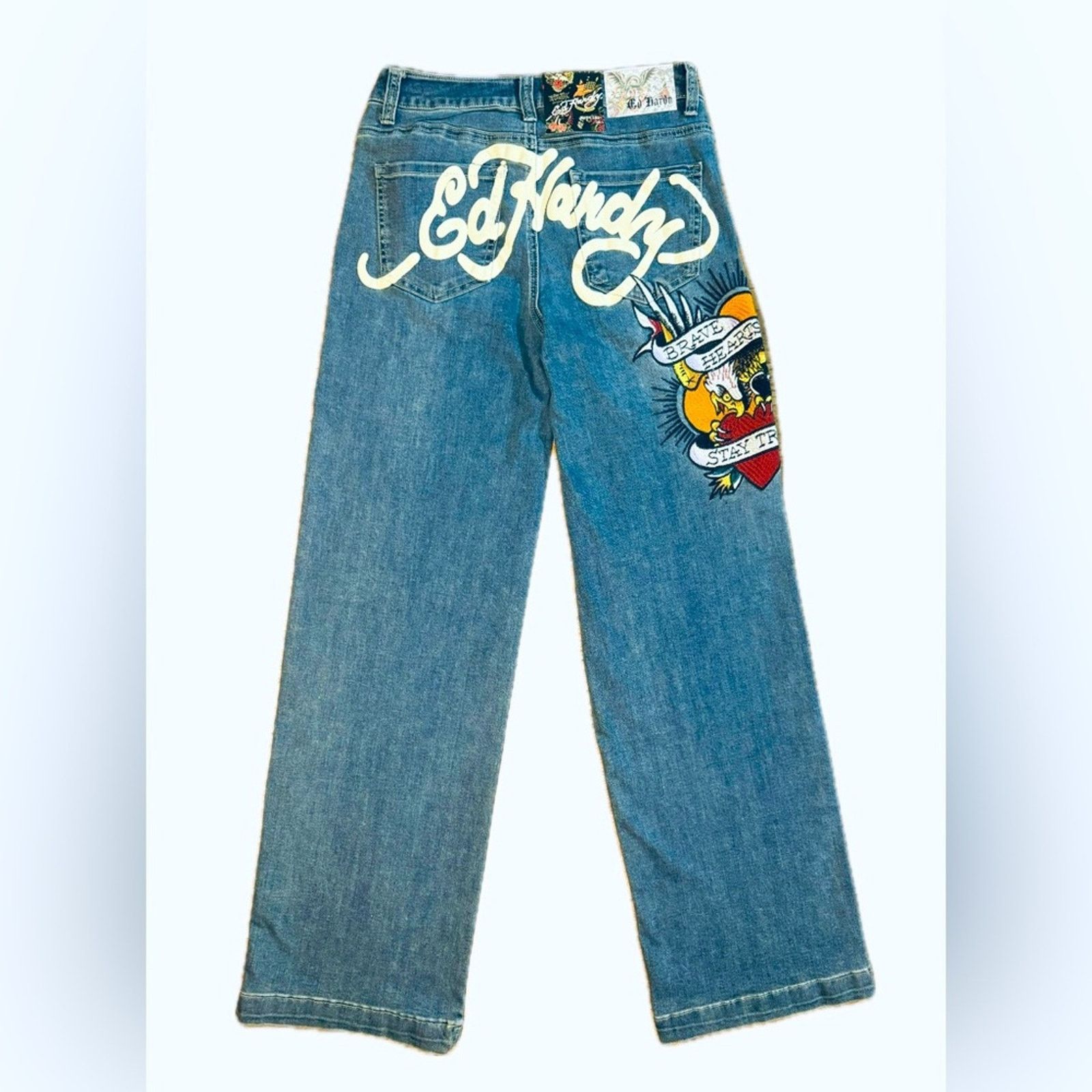 Ed Hardy ED HARDY BRAVE EAGLE WIDE LEG JEANS Size 32" / US 10 / IT 46 - 1 Thumbnail