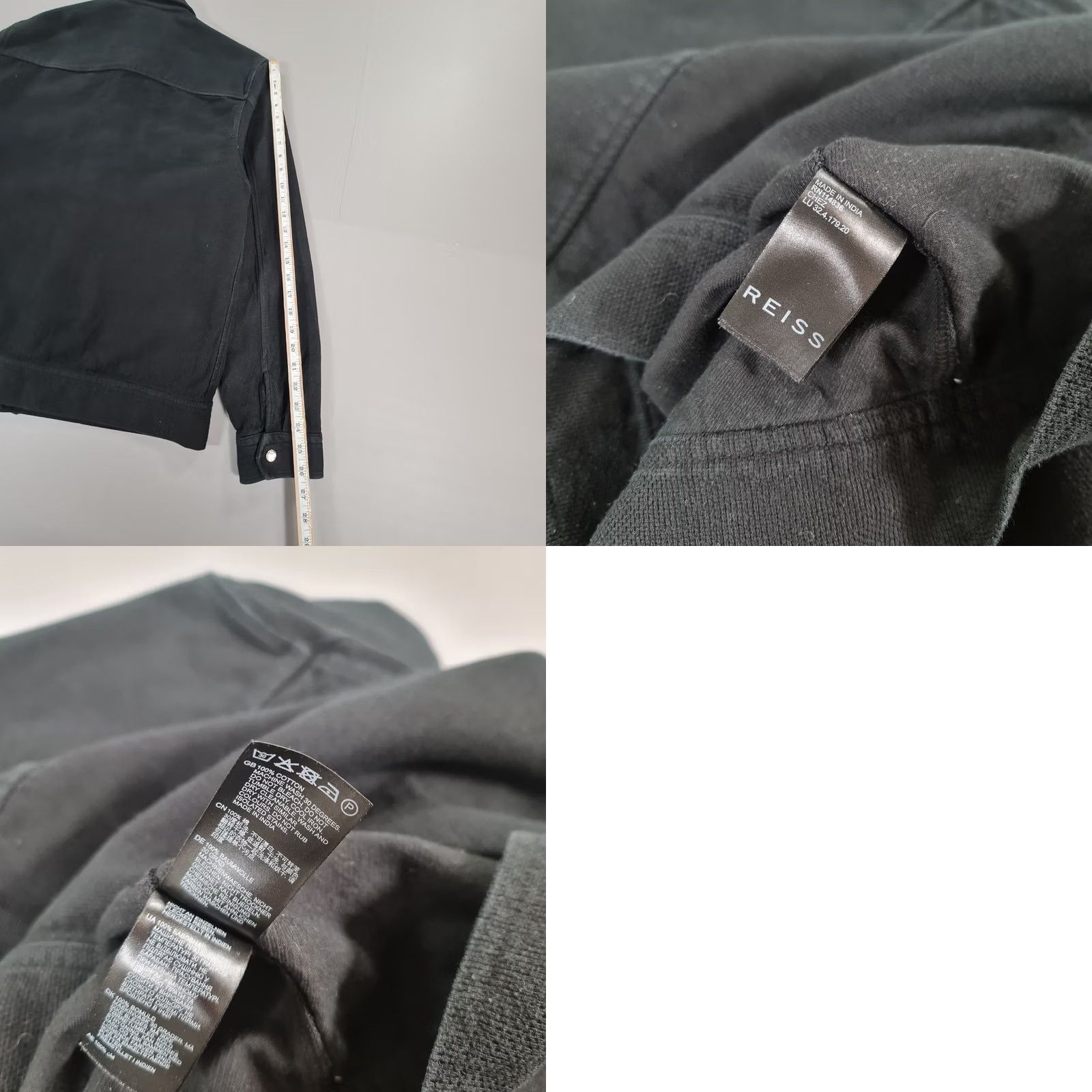 Reiss Reiss Mens Overshirt Black XL Cotton Snap Front Shacket Pockets Jacket Mens XL Black Casual Swing Over Shirt Size US XL / EU 56 / 4 - 8 Thumbnail