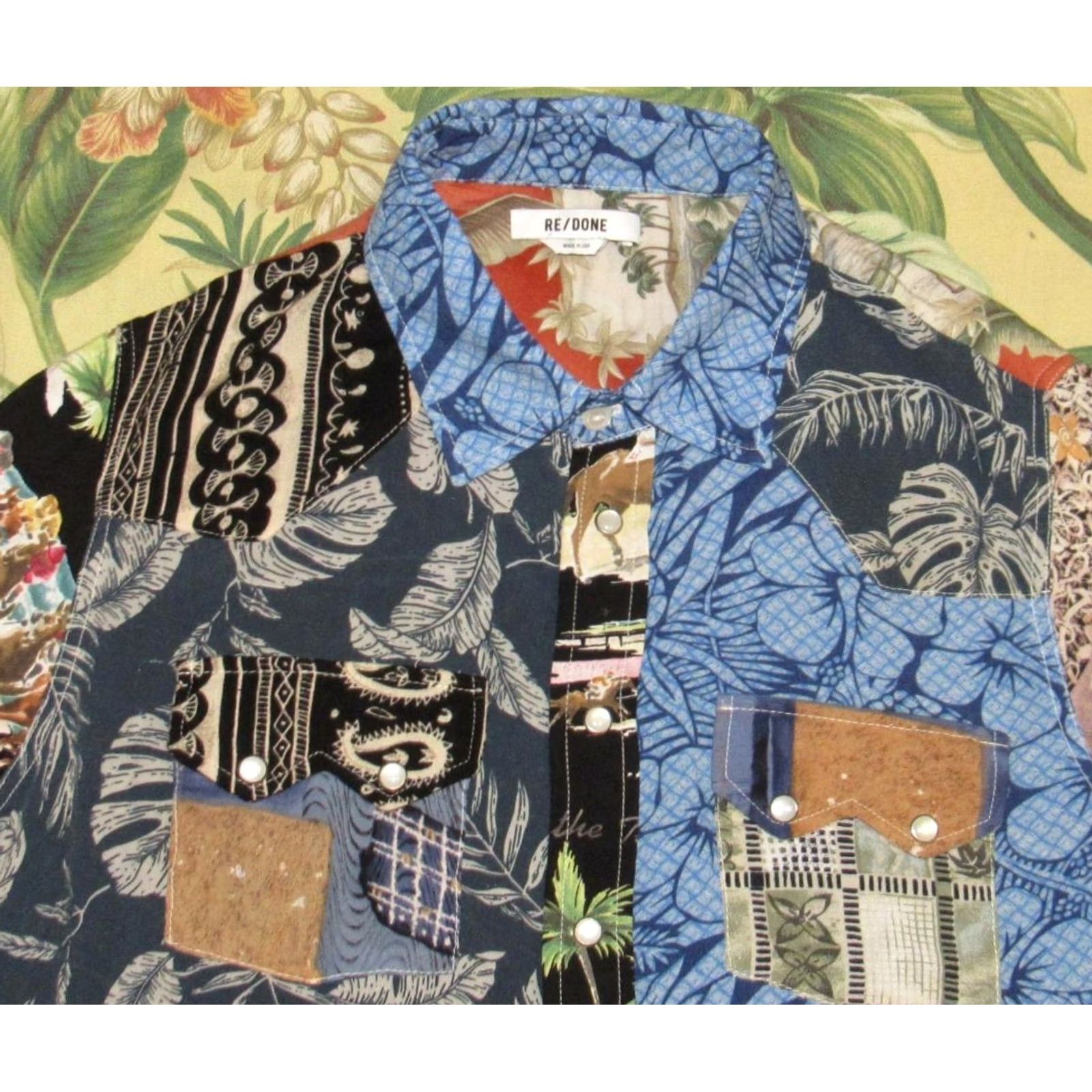 RE/DONE VINTAGE RE/DONE Sorted Hawaiian Rayon Long Sleeve Pearl Snap Shirt Small Size S / US 4 / IT 40 - 2 Thumbnail