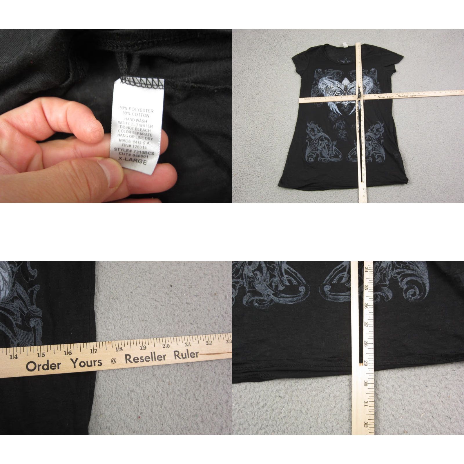 Vintage VINTAGE Sturgi Shirt Womens XL Black Saloon Biker Studs Y2K Tattoo Liberty Wear Top Shirt T-Shirt 90s Womens XL Black Size XL / US 12-14 / IT 48-50 - 8 Thumbnail