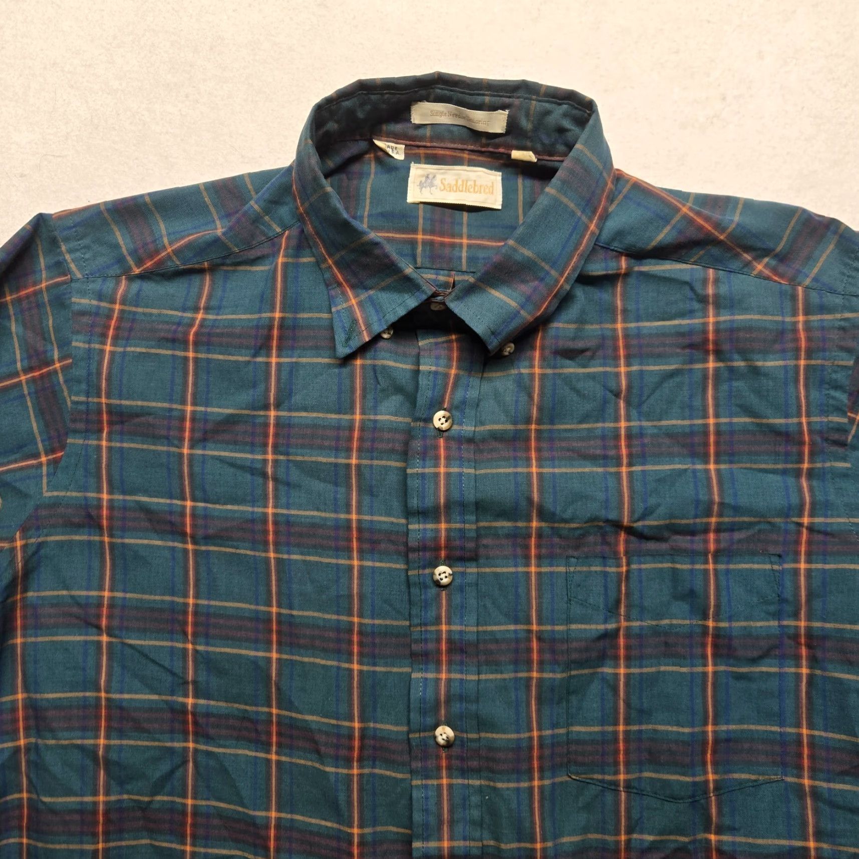 Vintage Saddlebred Green Plaid Button-Up Shirt Long Sleeve Adult Men's Size L Large Size US L / EU 52-54 / 3 - 2 Thumbnail