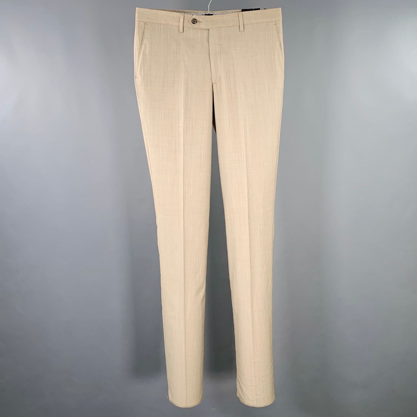 Berle BERLE Size 33 Taupe Woven Wool Blend Flat Front Casual Pants Size US 33 - 1 Thumbnail