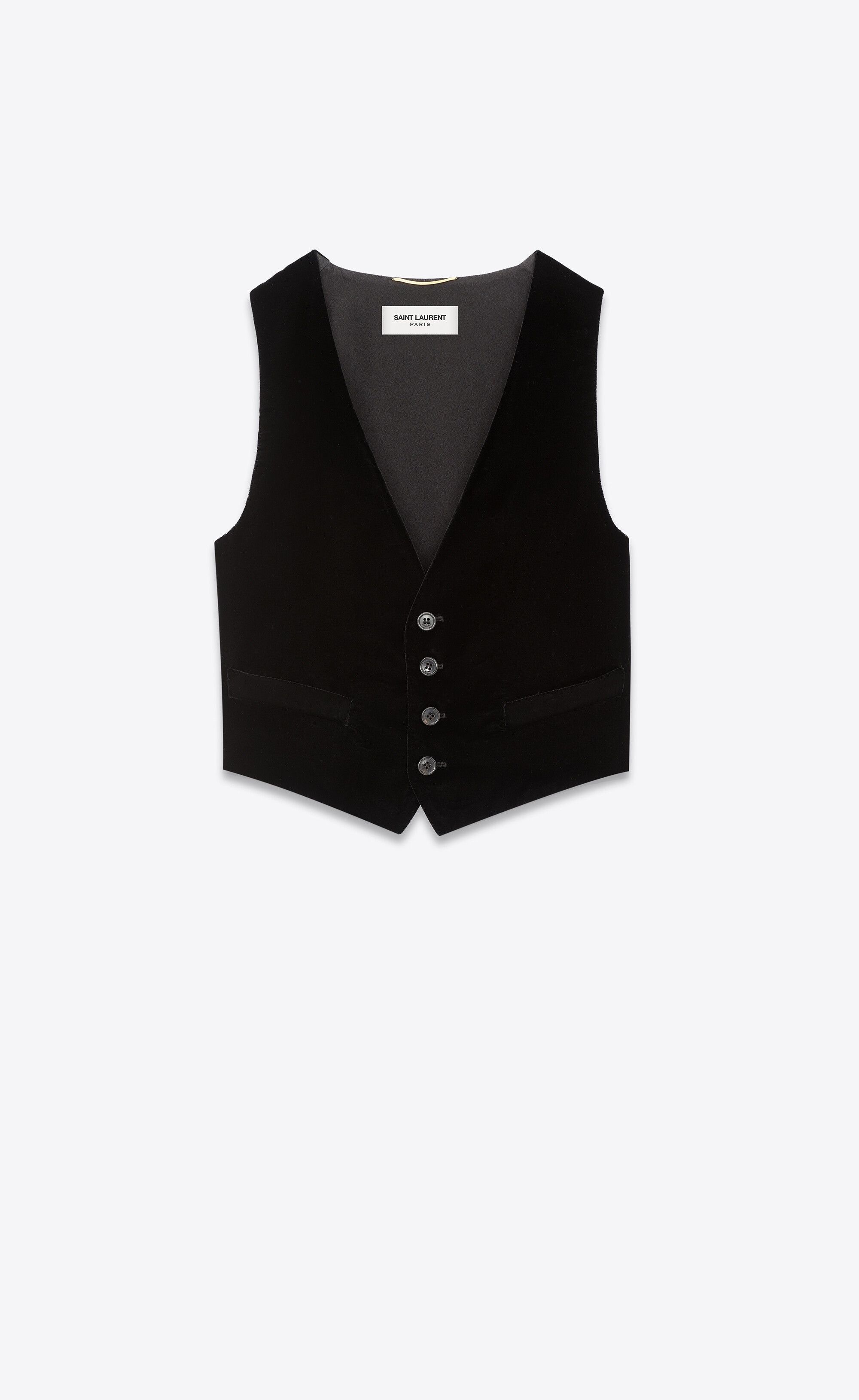 Saint Laurent Paris o1bcso1str1224 Vest In Velvet in Black Size L / US 10 / IT 46 - 1 Thumbnail