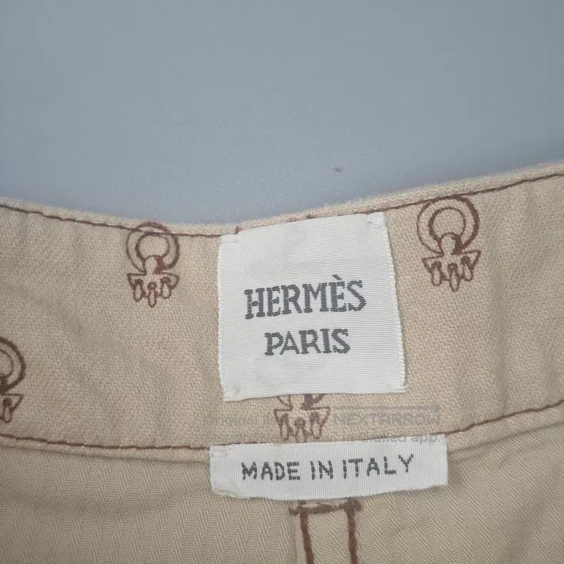 Hermes Hermes Khaki Full Logo Leather Tag Denim Cotton Shorts Size 25" / US 0 / IT 36 - 5 Thumbnail