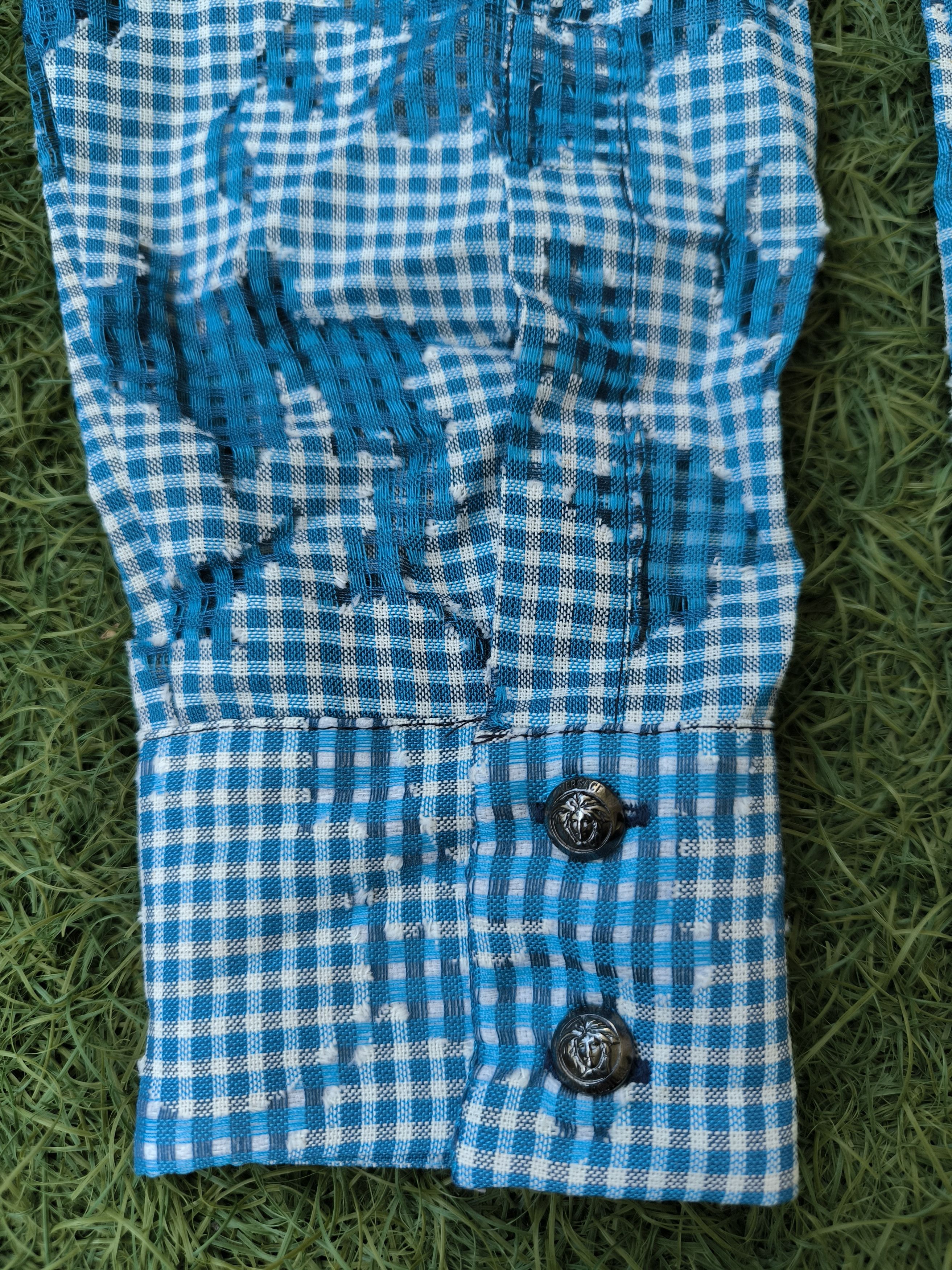 Versace Jeans Couture NOS Vintage Versace Jeans Couture Mesh Gingham Medusa Shirt Size US M / EU 48-50 / 2 - 10 Thumbnail