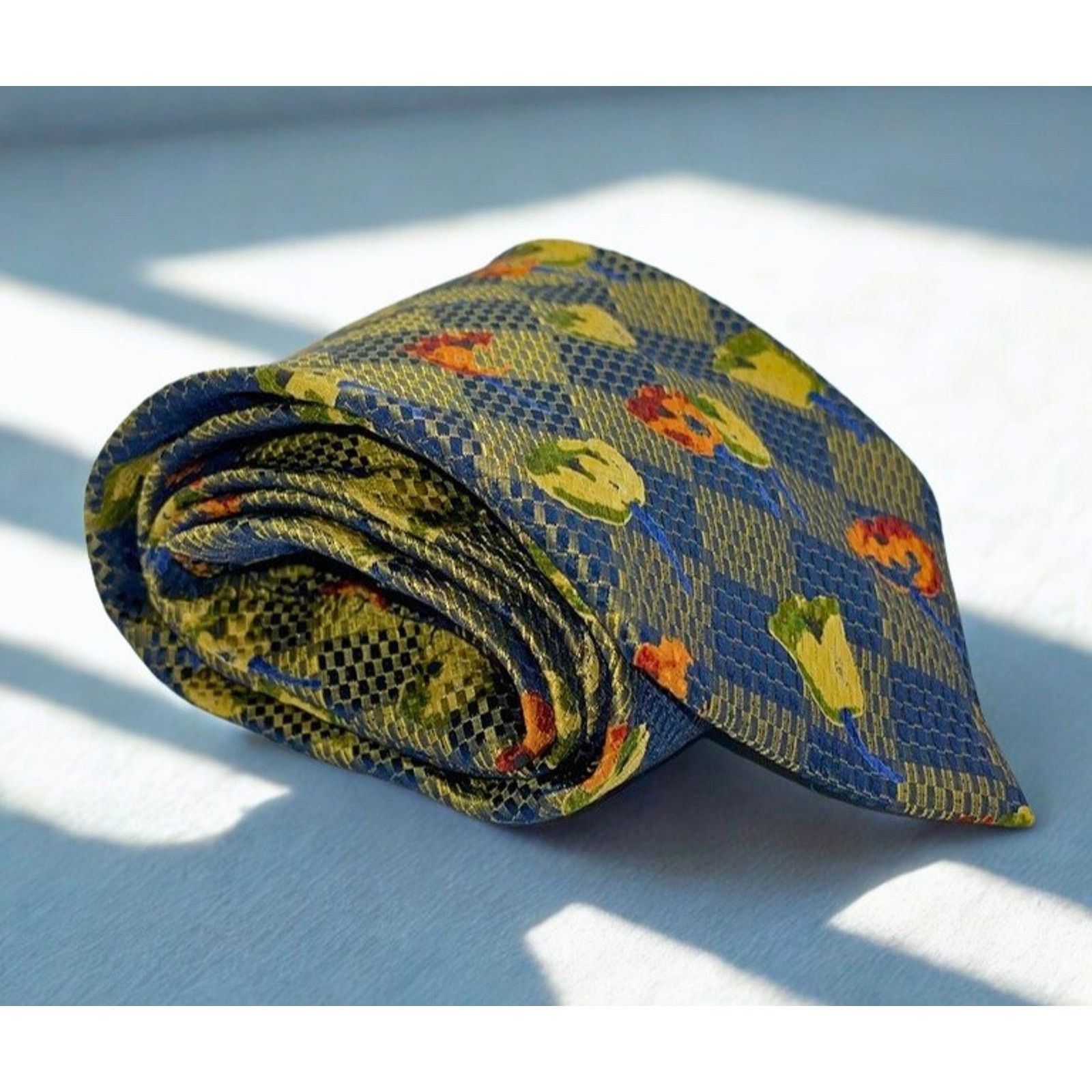 Ermenegildo Zegna Ermenegildo Zegna 100% Silk Tie Floral Diamond Pattern Italy Size ONE SIZE - 10 Thumbnail
