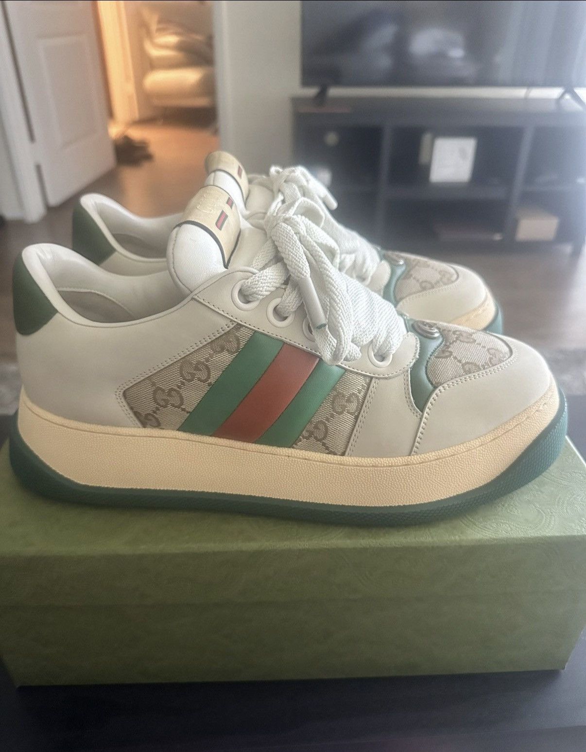 Gucci Gucci Mens Leather Screener Sneakers Size US 11.5 / EU 44-45 - 4 Thumbnail