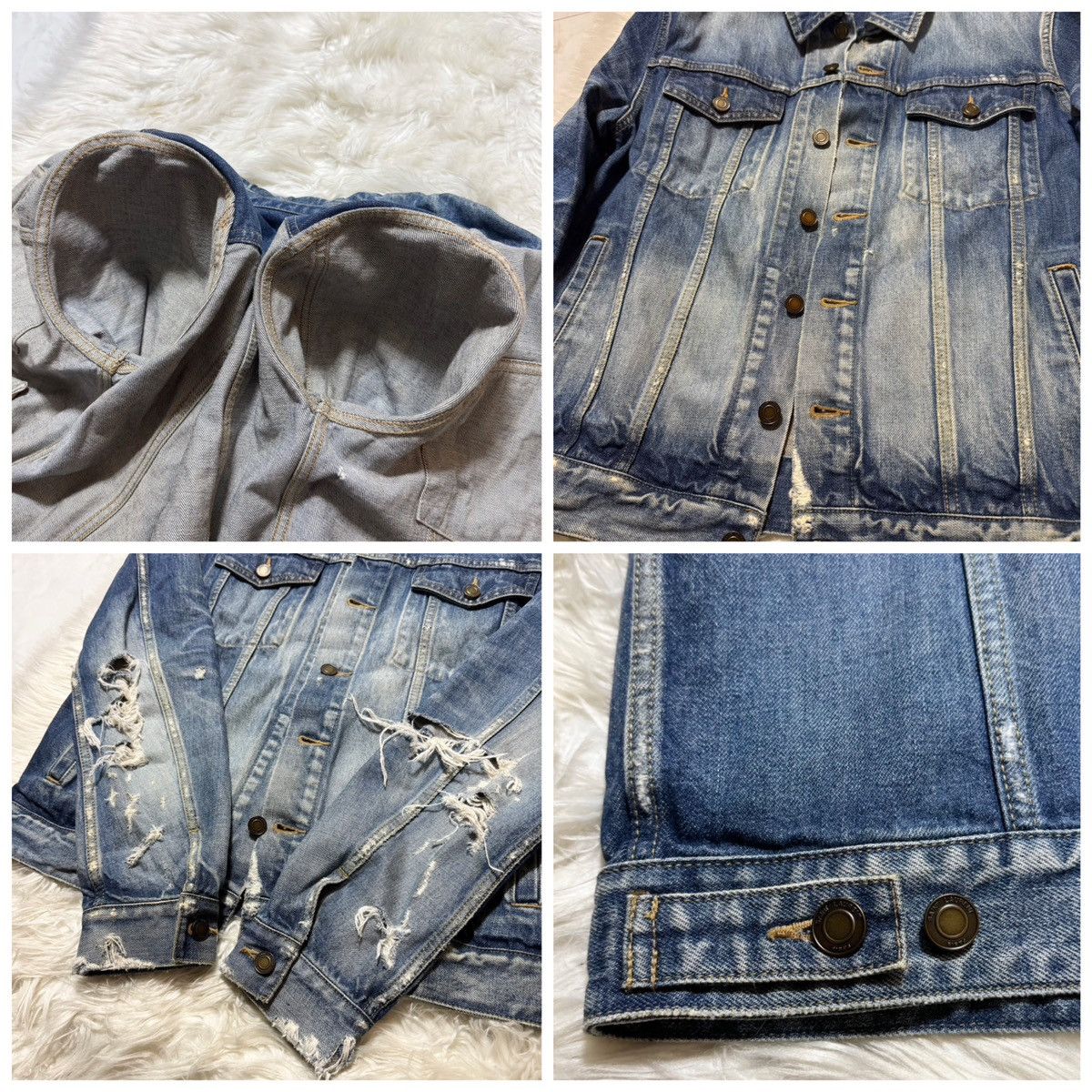 Saint Laurent Paris Saint Laurent Paris Distressed Trucker Denim Jacket Size US L / EU 52-54 / 3 - 4 Thumbnail