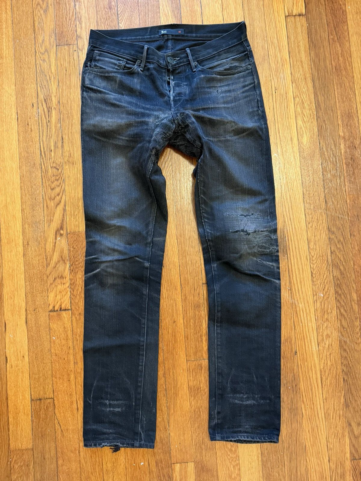 3x1 3 x 1 m3 slim straight jeans in black Kihara denim Size US 32 / EU 48 - 1 Thumbnail