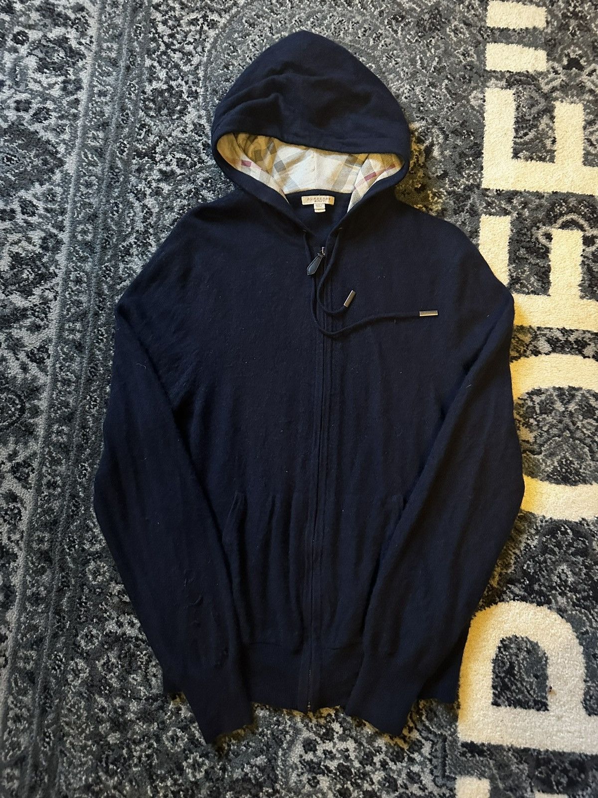 Burberry Burberry Cashmere Zip Up Navy Monogram XL Size US XL / EU 56 / 4 - 1 Thumbnail