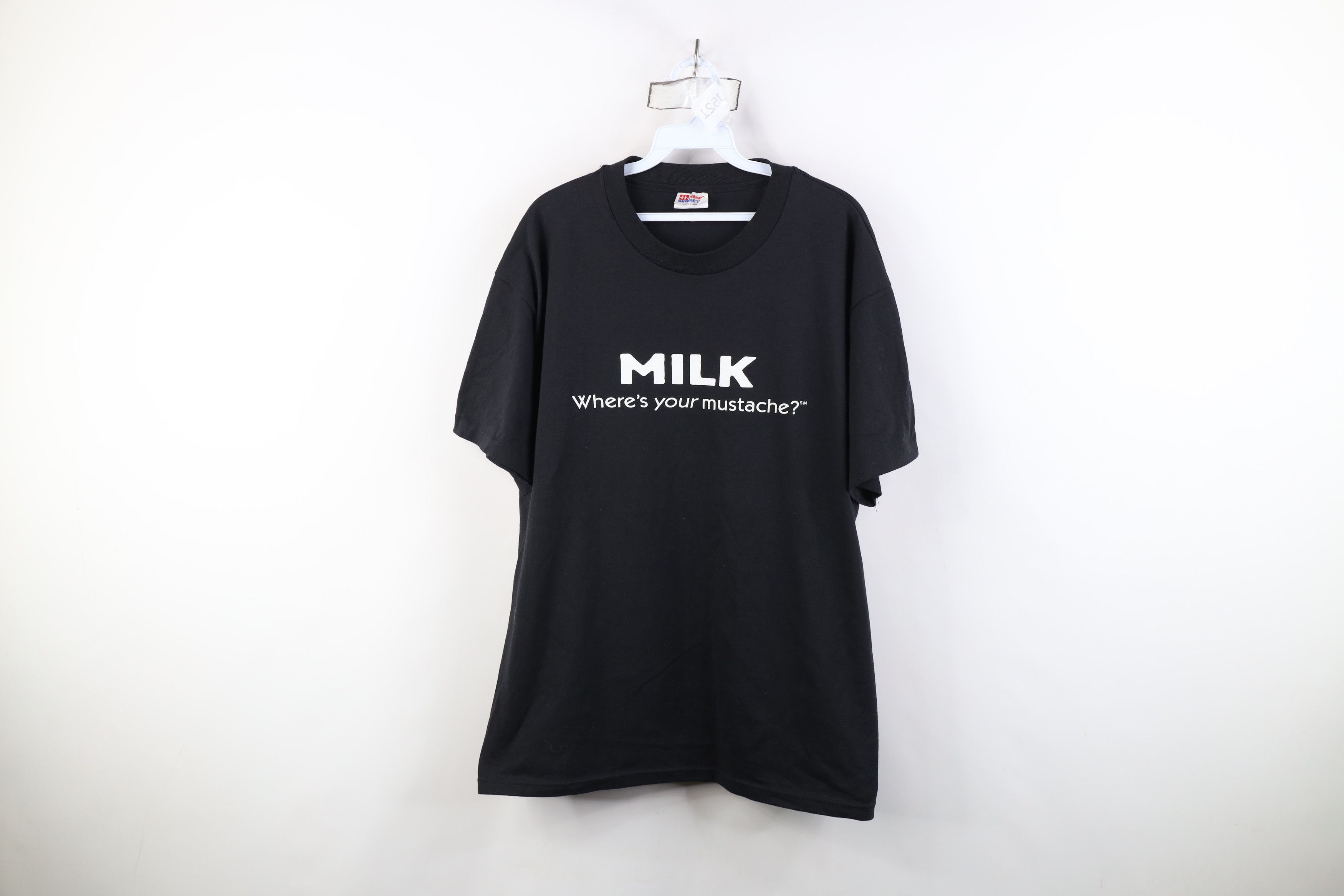 Vintage Vintage 90s Spell Out Milk Where's Your Mustache T-Shirt USA Size US L / EU 52-54 / 3 - 1 Thumbnail