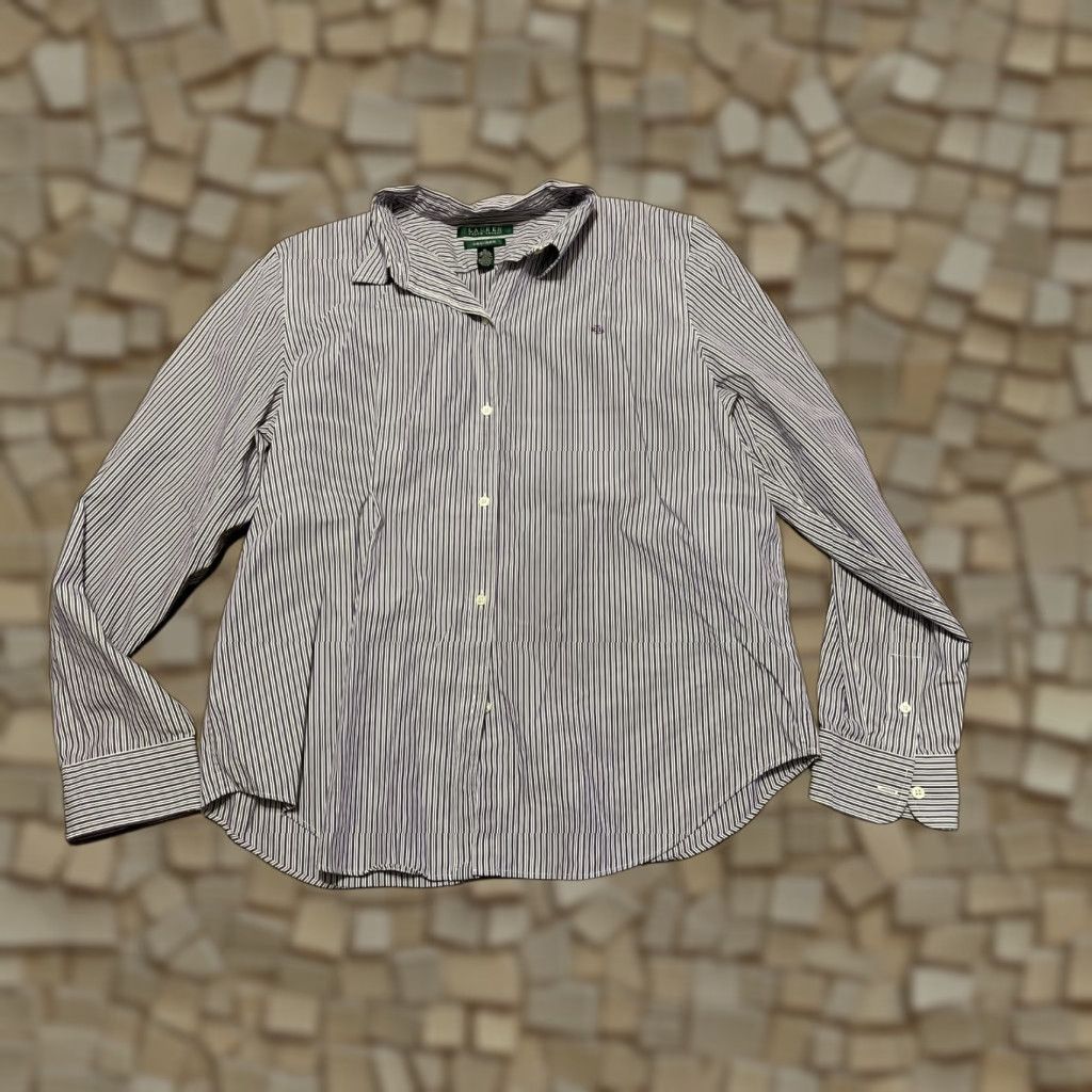 Ralph Lauren Lauren Ralph Lauren Shirt Men XL Purple White Striped Button Up Non Iron - Casual, Regular Fit, Long Sleeve, Collared, Free Return Size US XL / EU 56 / 4 - 1 Thumbnail