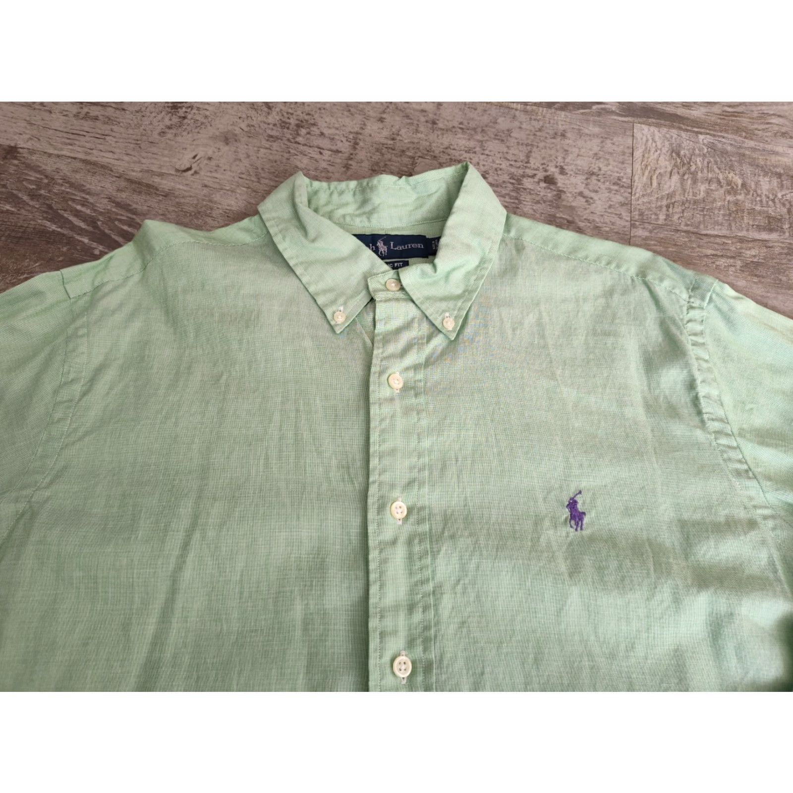 Ralph Lauren VINTAGE Polo Ralph Lauren Shirt Mens XL Mint Green Classic Fit Button-Down Long Sleeve, Cotton, All Seasons, Preppy Style Size US XL / EU 56 / 4 - 5 Thumbnail
