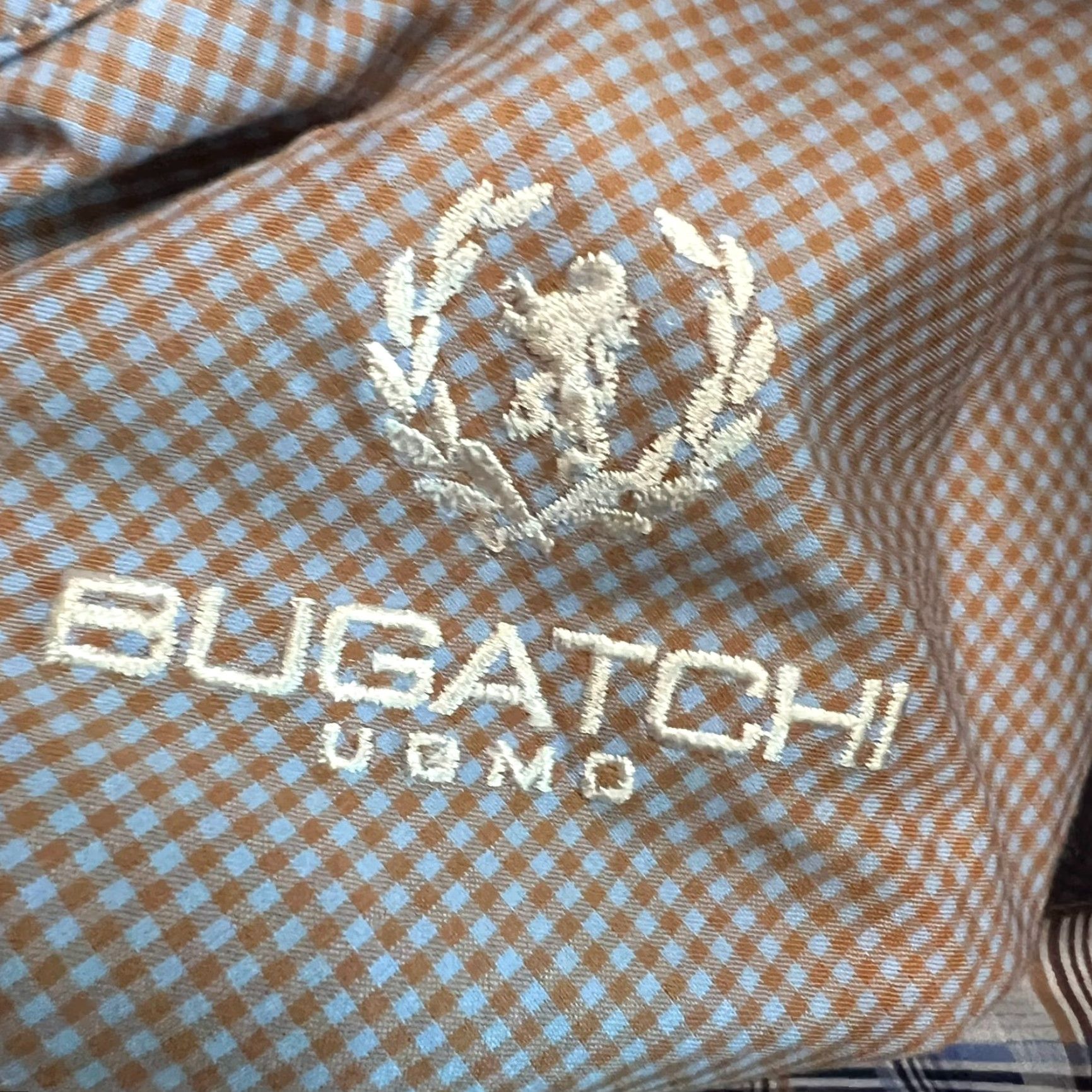 BUGATCHI Bugatchi Uomo Checked Button-Up Shirt Mens L Blue/Tan Regular Fit Long Sleeve Spread Collar Size US L / EU 52-54 / 3 - 7 Thumbnail