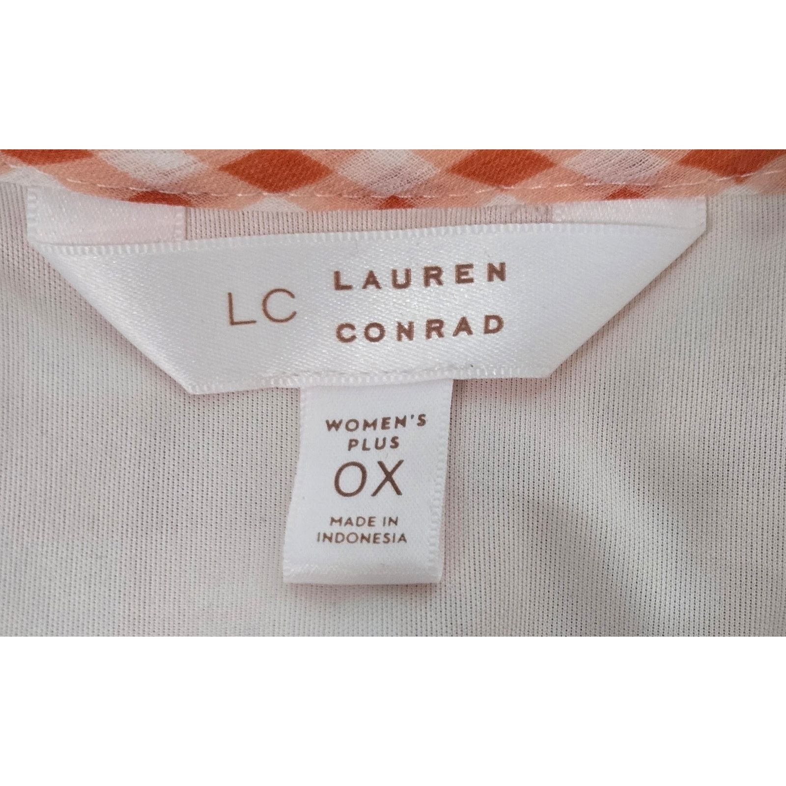 Lauren Conrad Lauren Conrad Orange White Check Crisscross Ruffle Dress 0X Size XL / US 12-14 / IT 48-50 - 3 Thumbnail