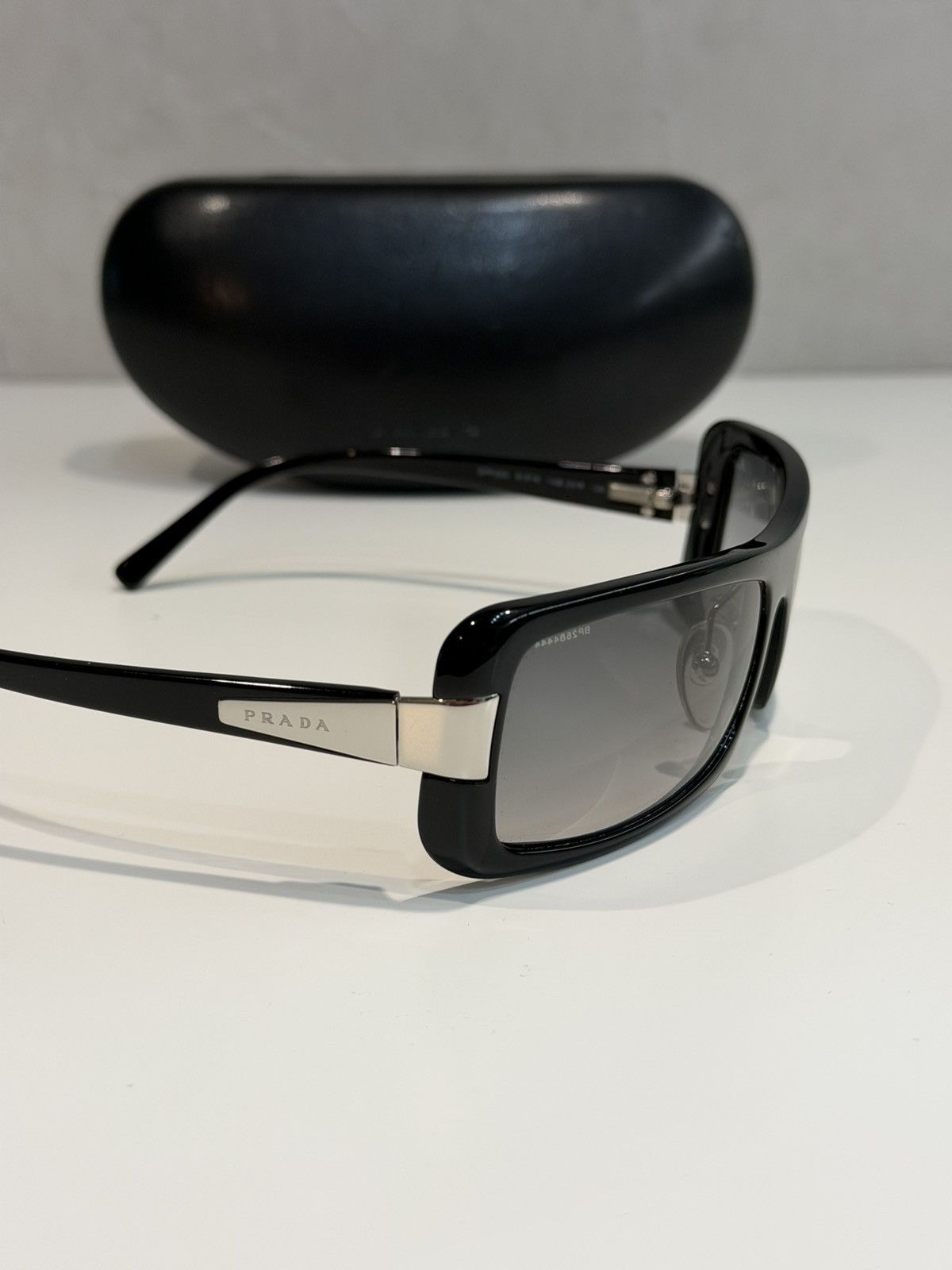 Prada PRADA Wrap Logo Sunglasses SPR23G Runway Black Silver Size ONE SIZE - 6 Thumbnail